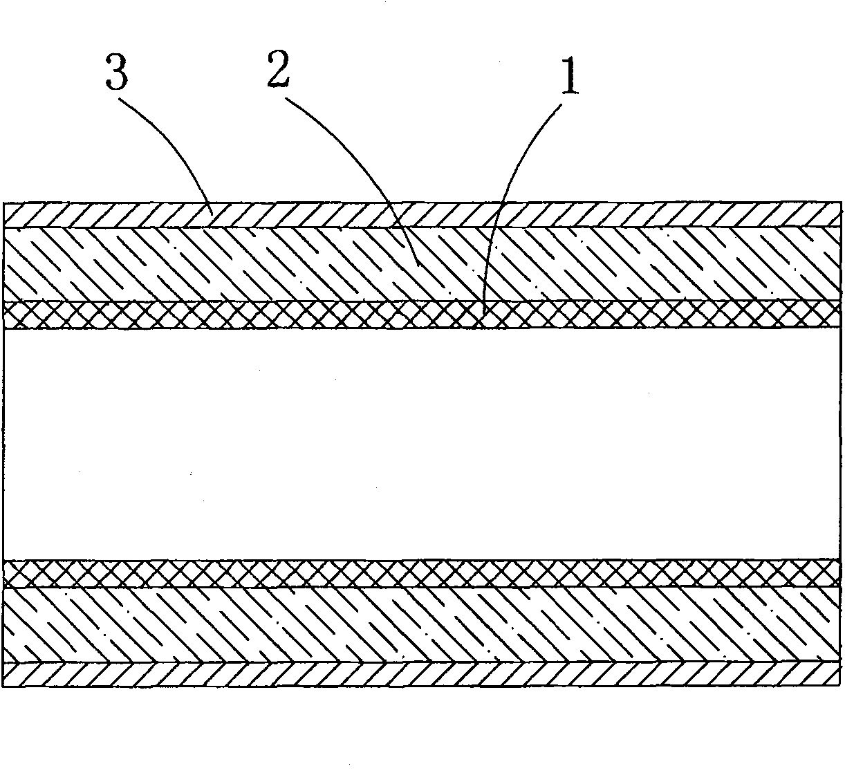 Thermal shrinkage type composite casing tube for cable midst joint and manufacturing method thereof