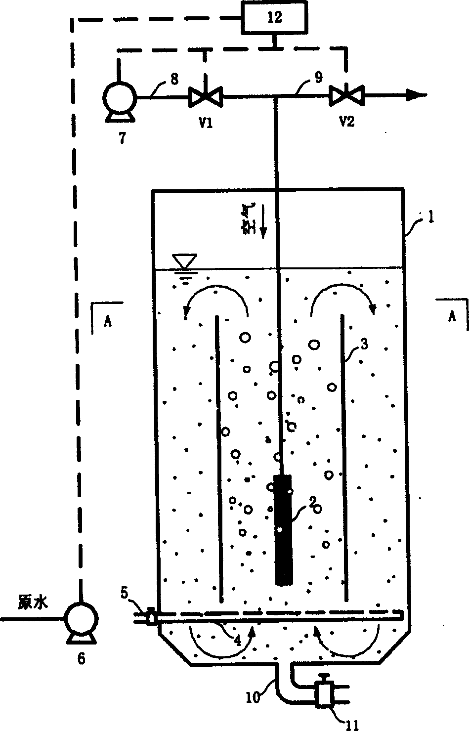 Process and apparatus for wastewater by batched membrane-bioreactor