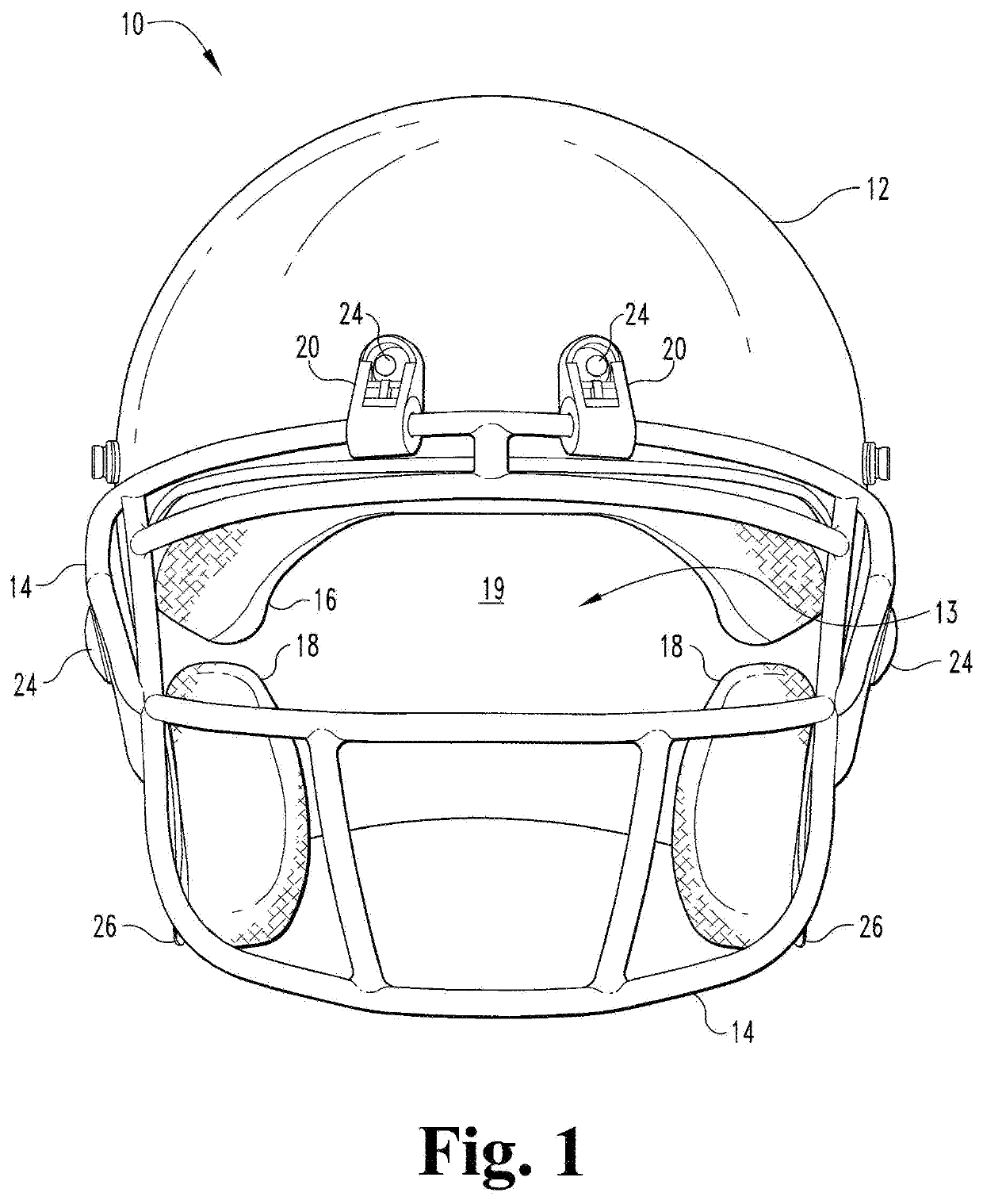 Football helmet having three energy absorbing layers