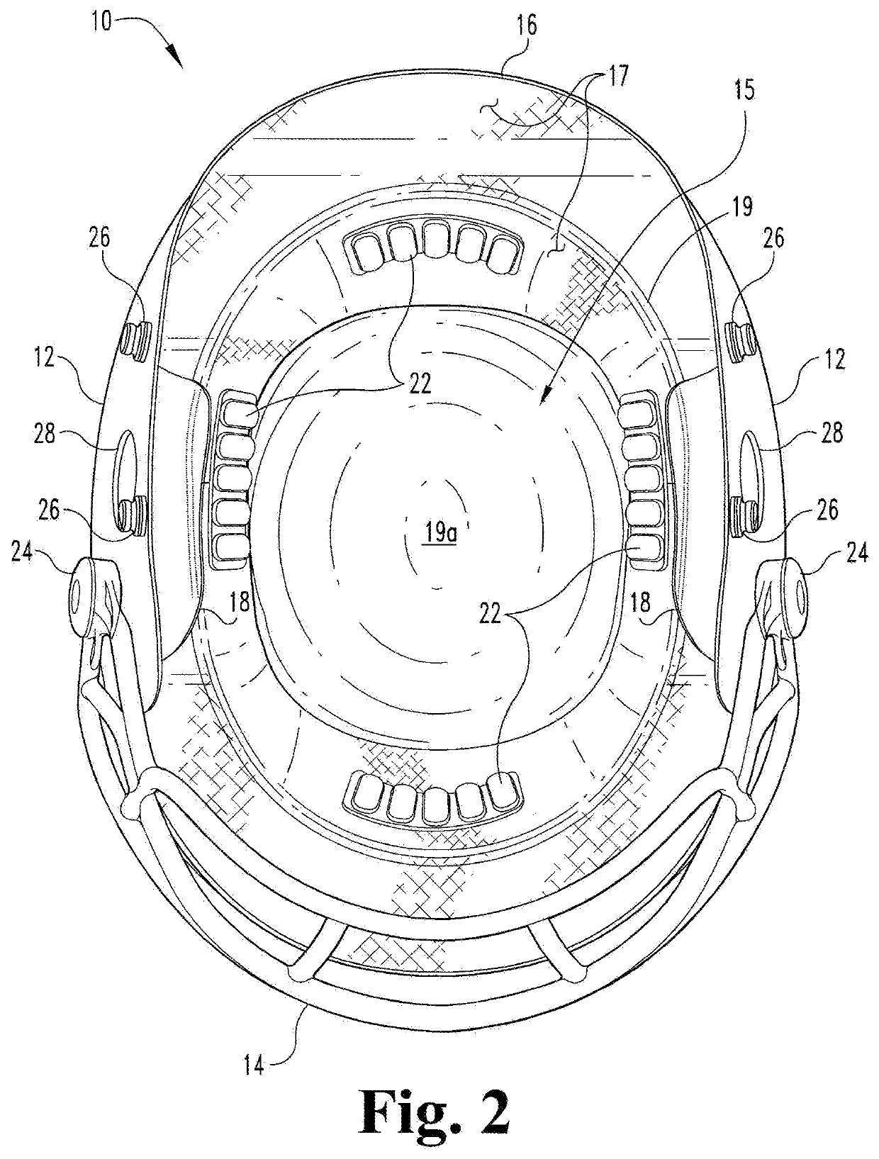 Football helmet having three energy absorbing layers