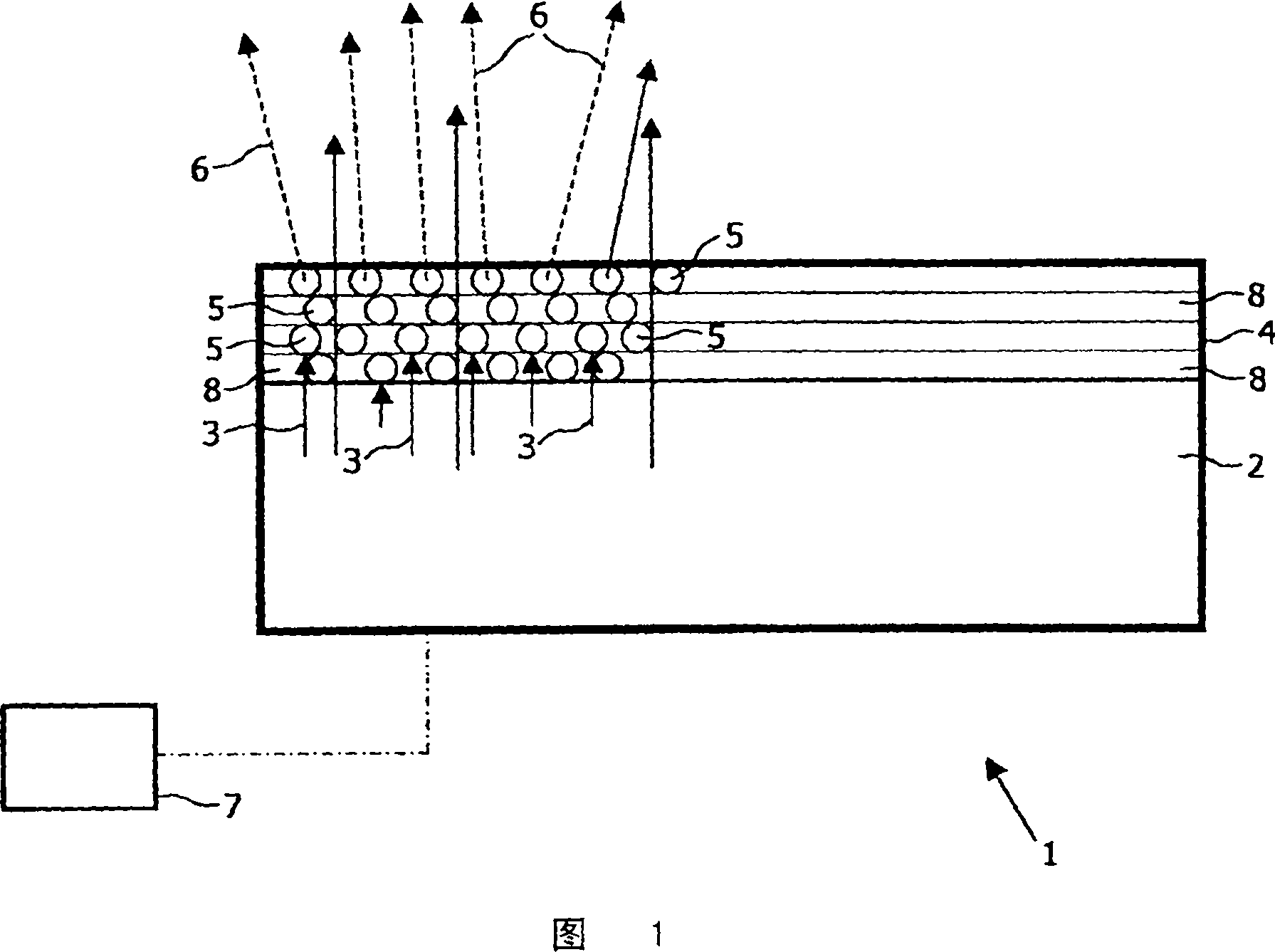 Light source and method for producing light modifiable in colour and/or luminosity