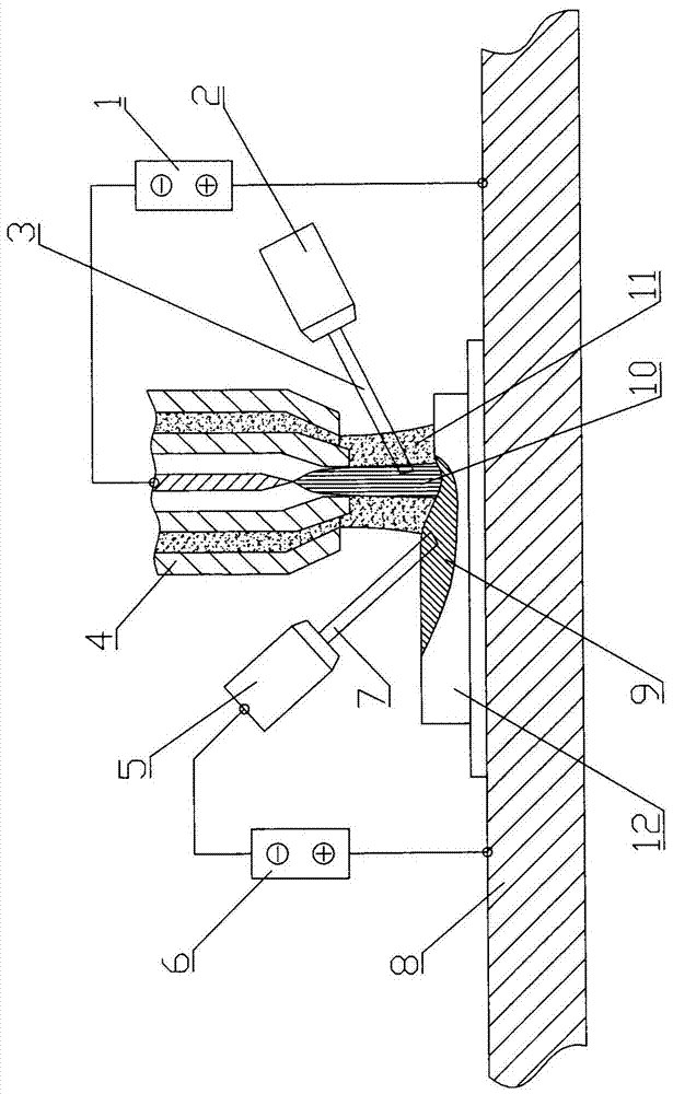 Method for manufacturing particle reinforced metal-based composite part through double-wire plasma arc surfacing