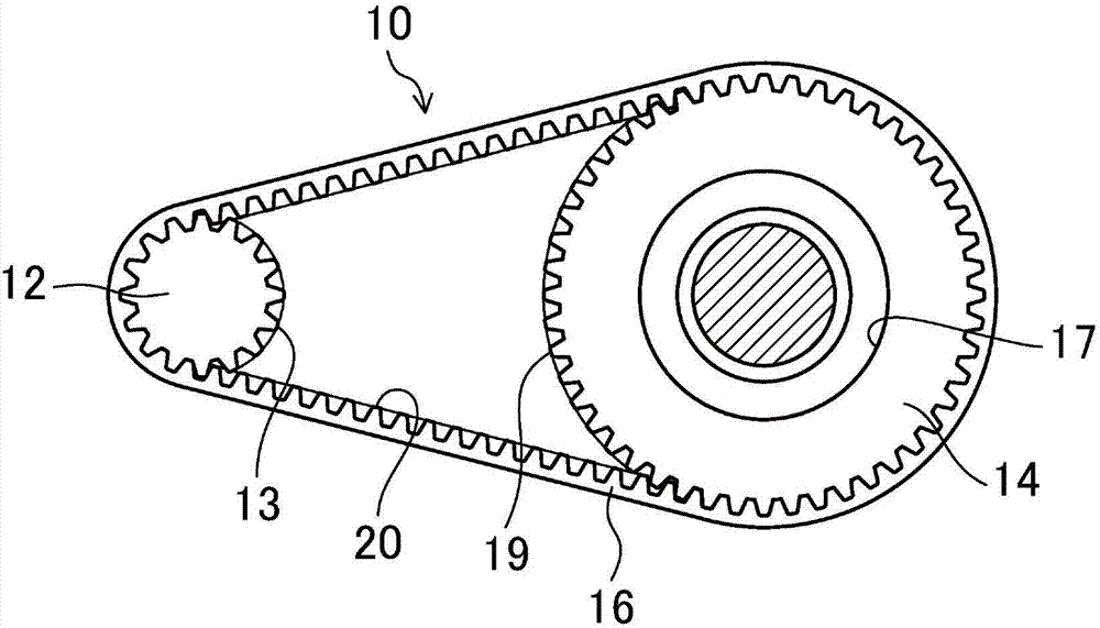 Cog belt and belt reduction device including same