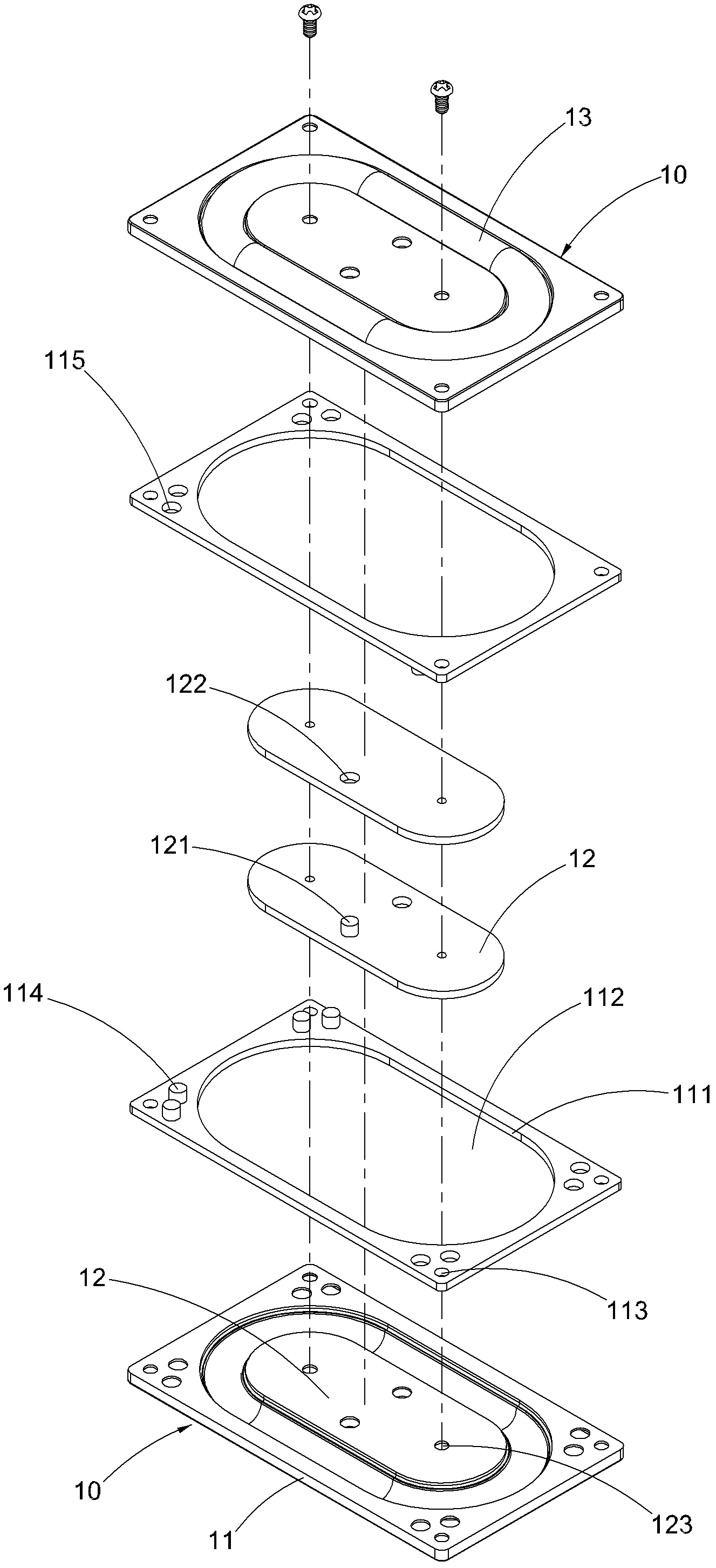 Electromagnetic vibrator vibrating board device and manufacturing method thereof