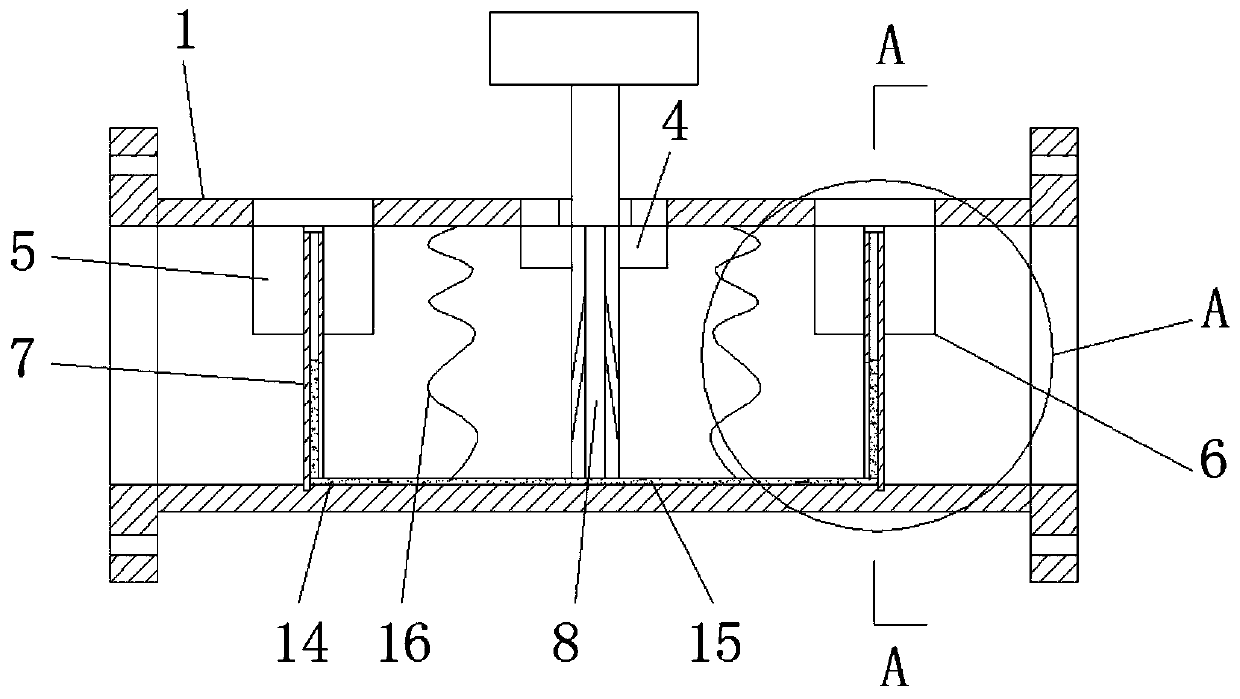 Sectional chock-flow type pipeline self-sealing valve
