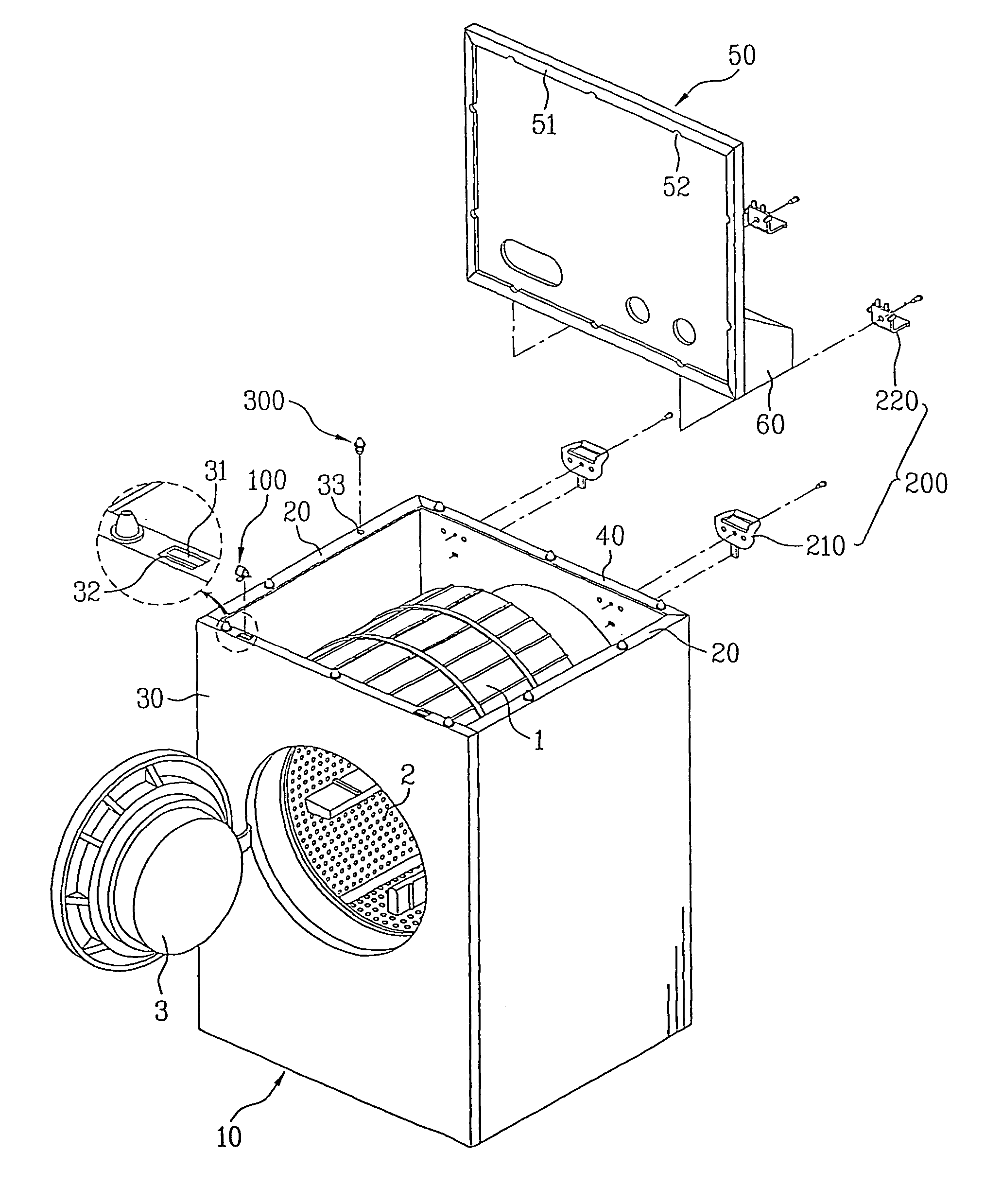 Cabinet for washing machine and washing machine using the same