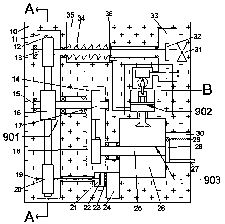 Omnibearing sand blasting and dust collecting device for gears