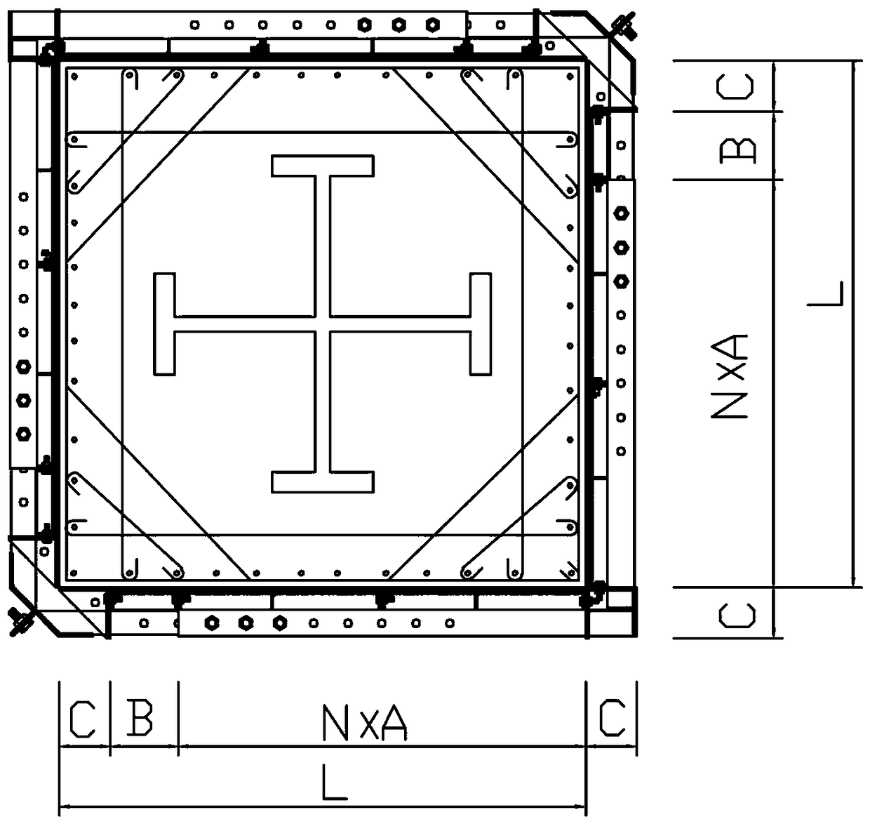 Square stiff column prefabricated section adjustable formwork system and its construction method