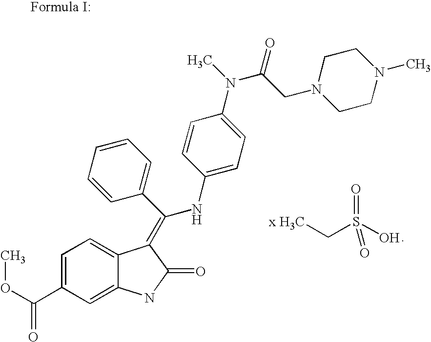 3-Z-[1-(4-(N-((4-Methyl-piperazin-1-yl)-methylcarbonyl)-N-methyl-amino)-anilino)-1-phenyl-methylene]-6-methoxycarbonyl-2-indolinone-monoethanesulphonate and the use thereof as a pharmaceutical composition
