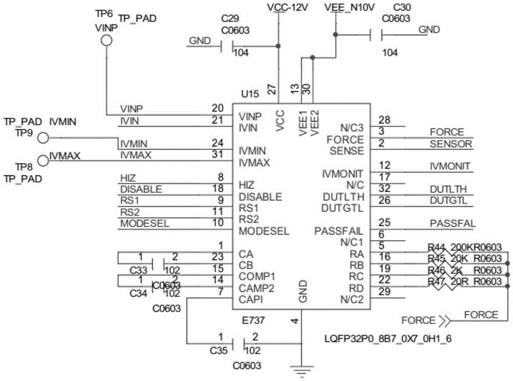 Integrated circuit pin testing device