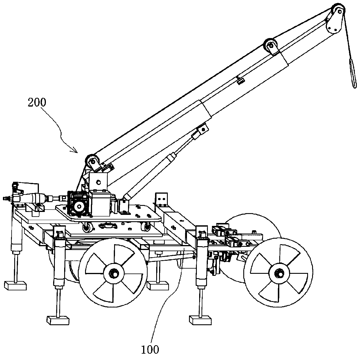 A car chassis of a pneumatic car crane