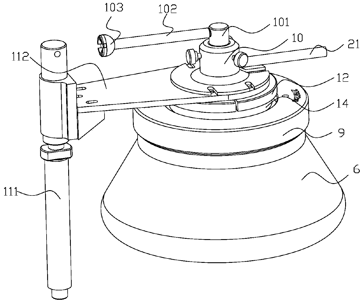 Continuous flow centrifuge rotor device and centrifuge