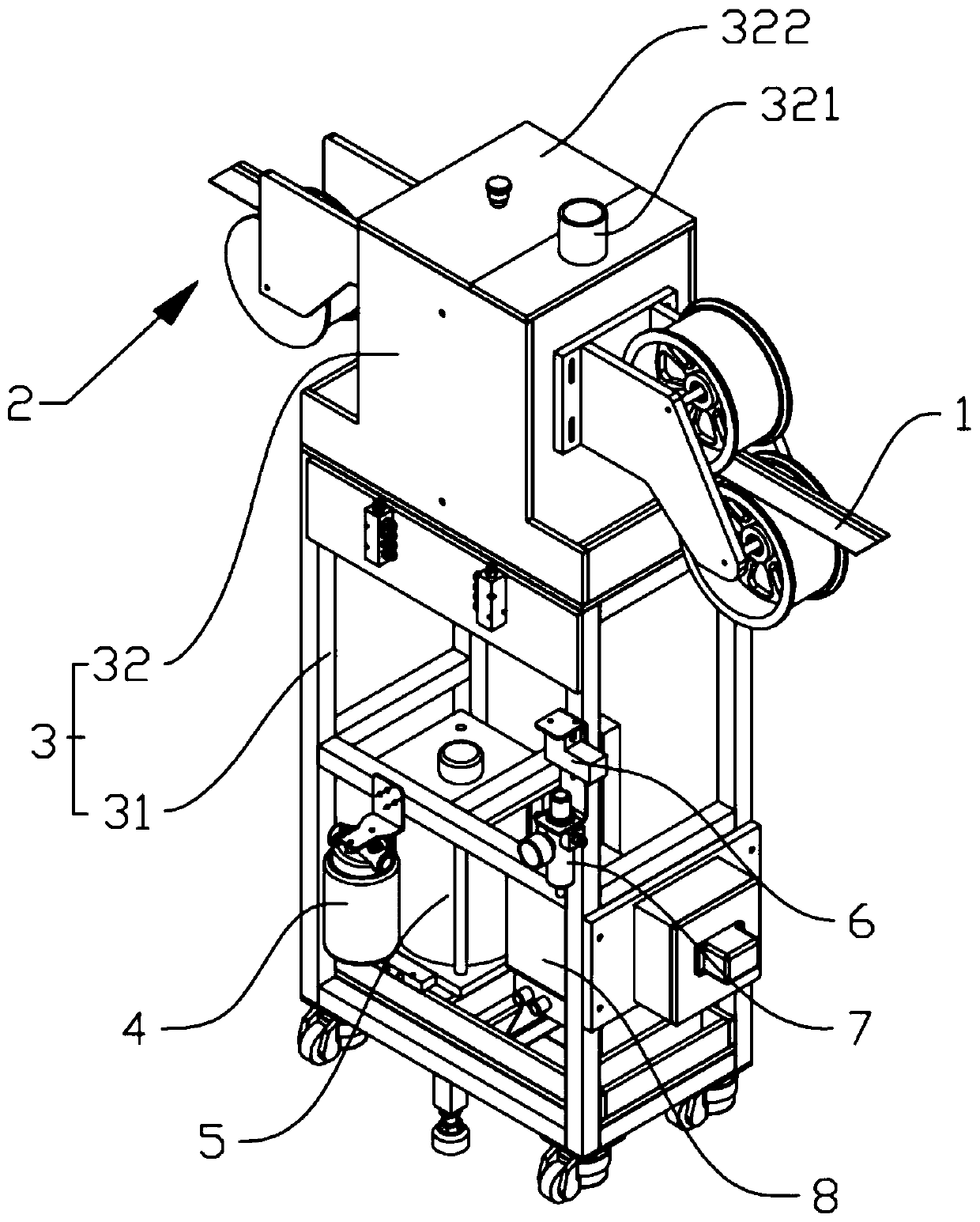 Oil spraying jig for strip-shaped materials