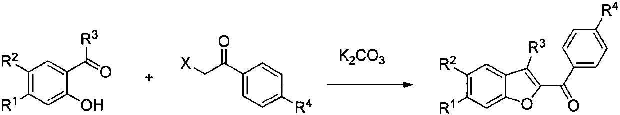 Method for synthesizing benzofuran derivative from phenol and alpha-haloketone