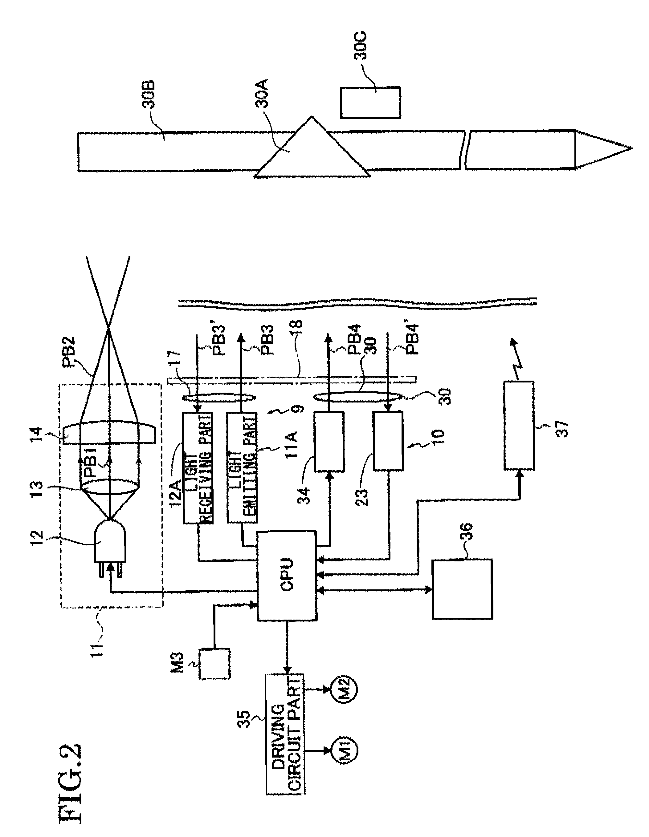 Guide light device, survey apparatus having the guide light device, survey system using the survey apparatus, survey pole used in the survey system, and mobile wireless transceiver used in the survey system