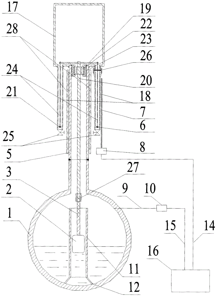 Built-in magnetic liquid level gauge