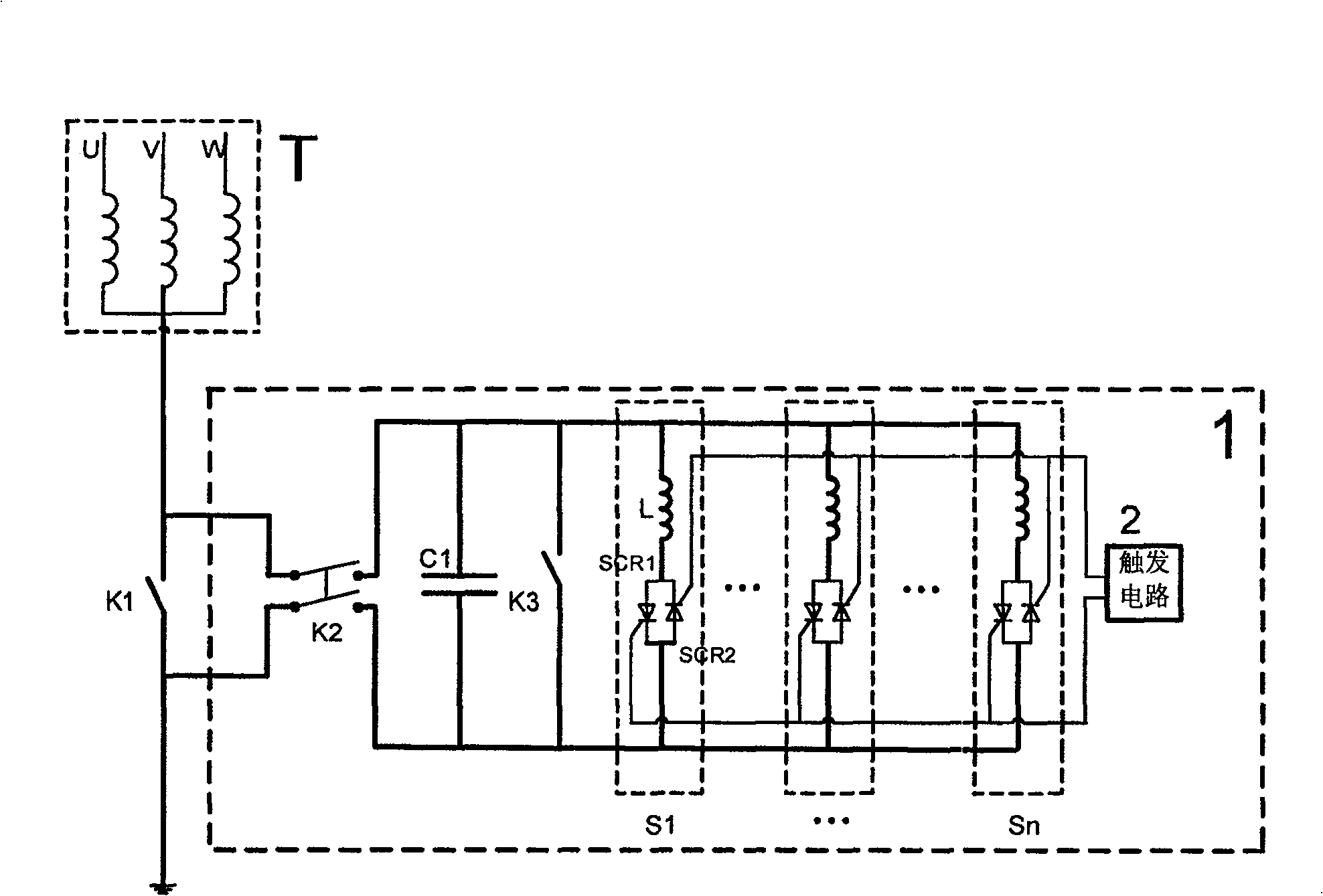 Direct current current-limiting device of neutral point of grounding transformer