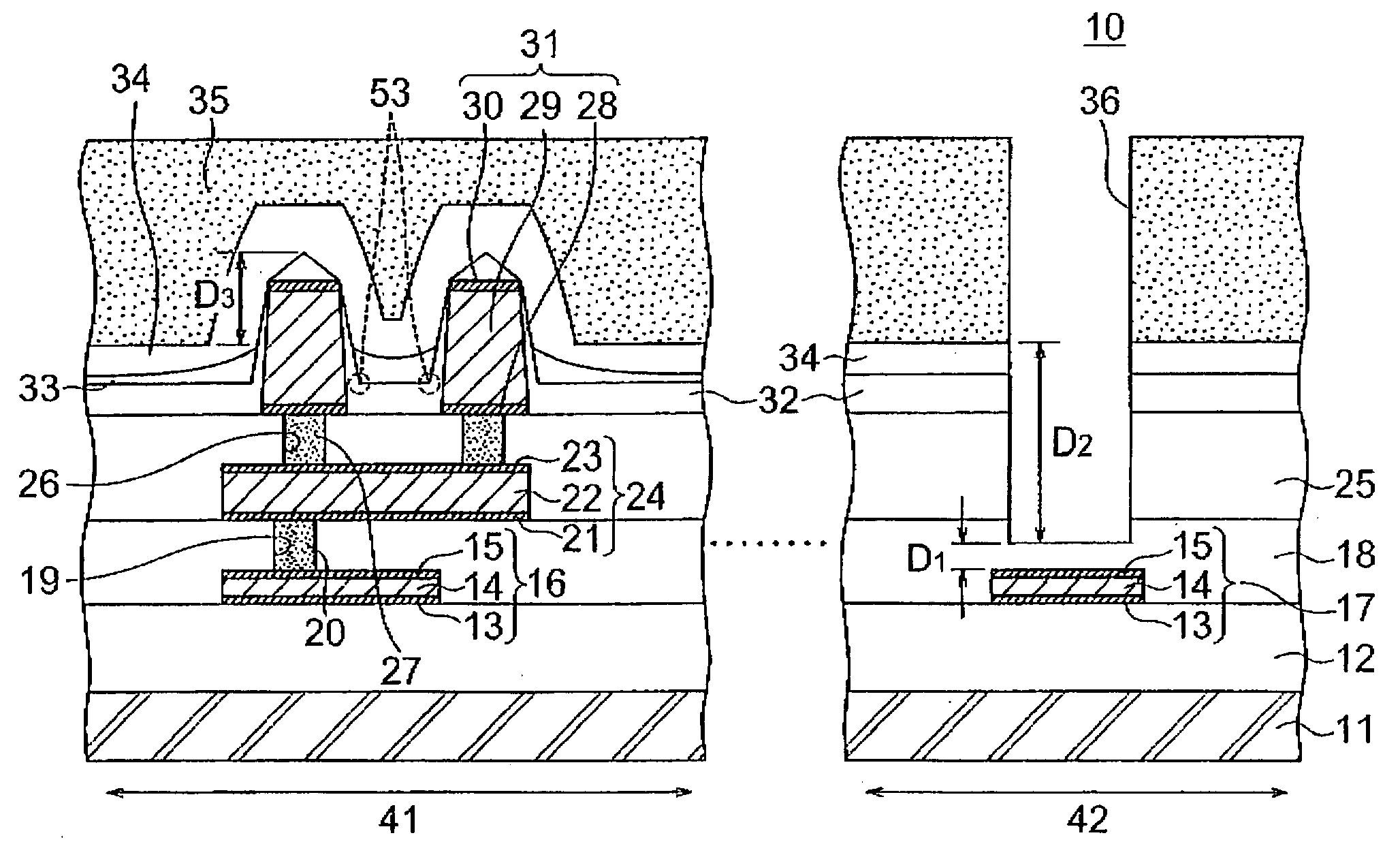 Semiconductor device having a modified dielectric film