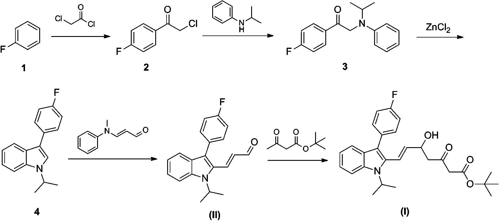 Improvement method of preparation technology of tert-butyl (E)-7-[3'-(4''-fluorophenyl)-1'-methylethyl-indol-2'-yl)-3-oxo-5-hydroxy-6-heptenoate