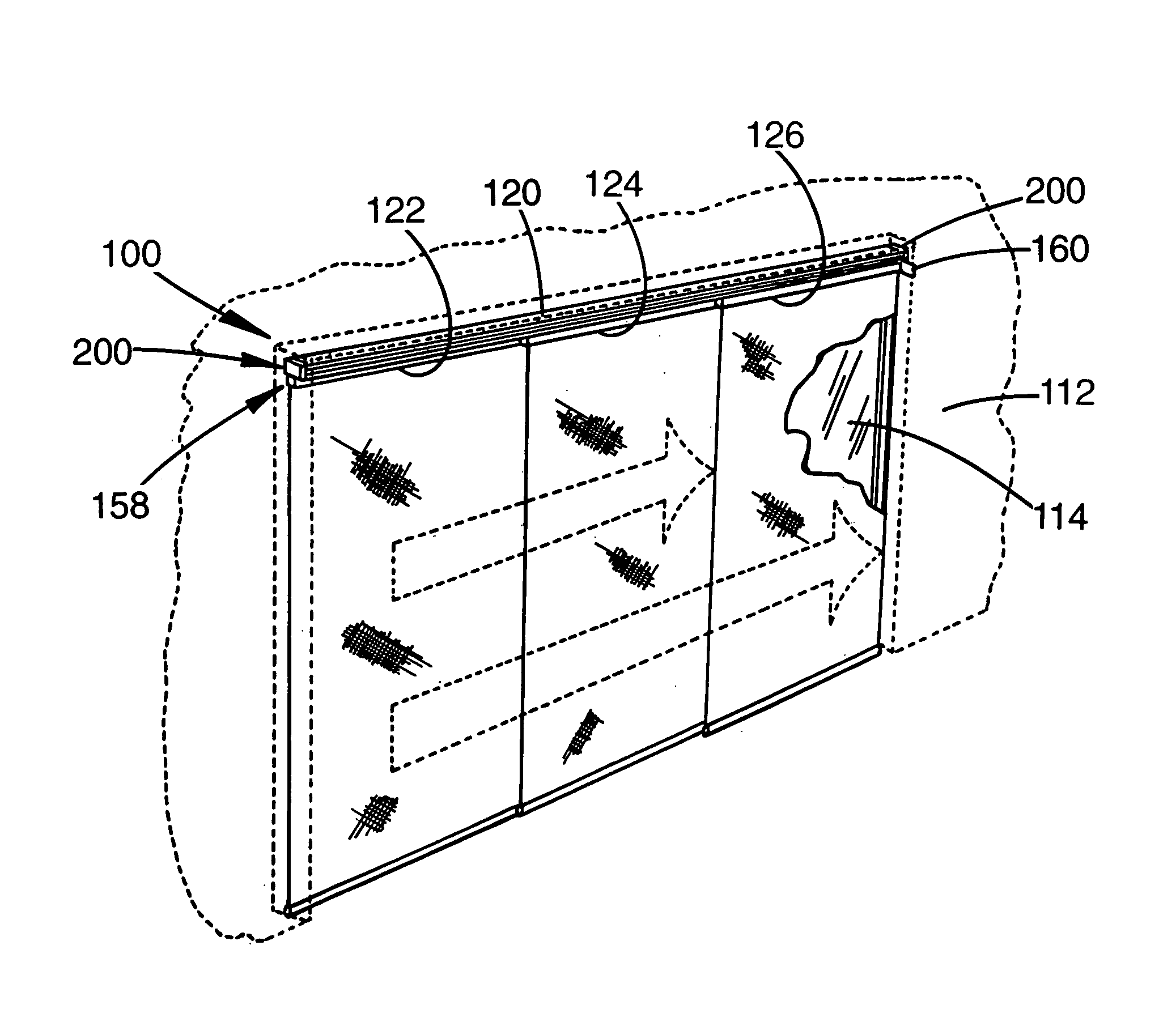 Multiple panel track system for a window covering assembly