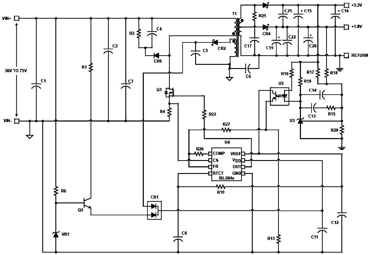 Fly-back switching power supply and loop control circuit thereof