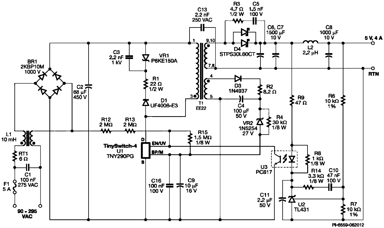 Fly-back switching power supply and loop control circuit thereof