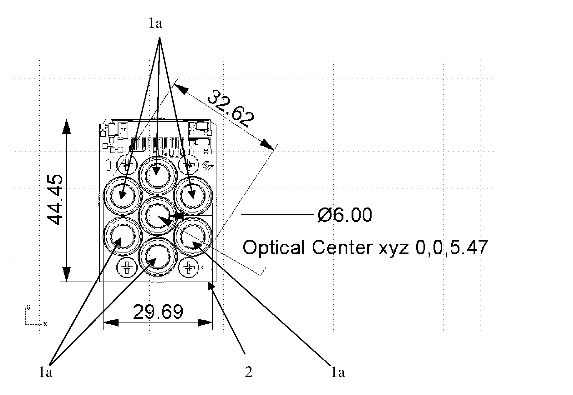 Folded light path LED array collimation optic