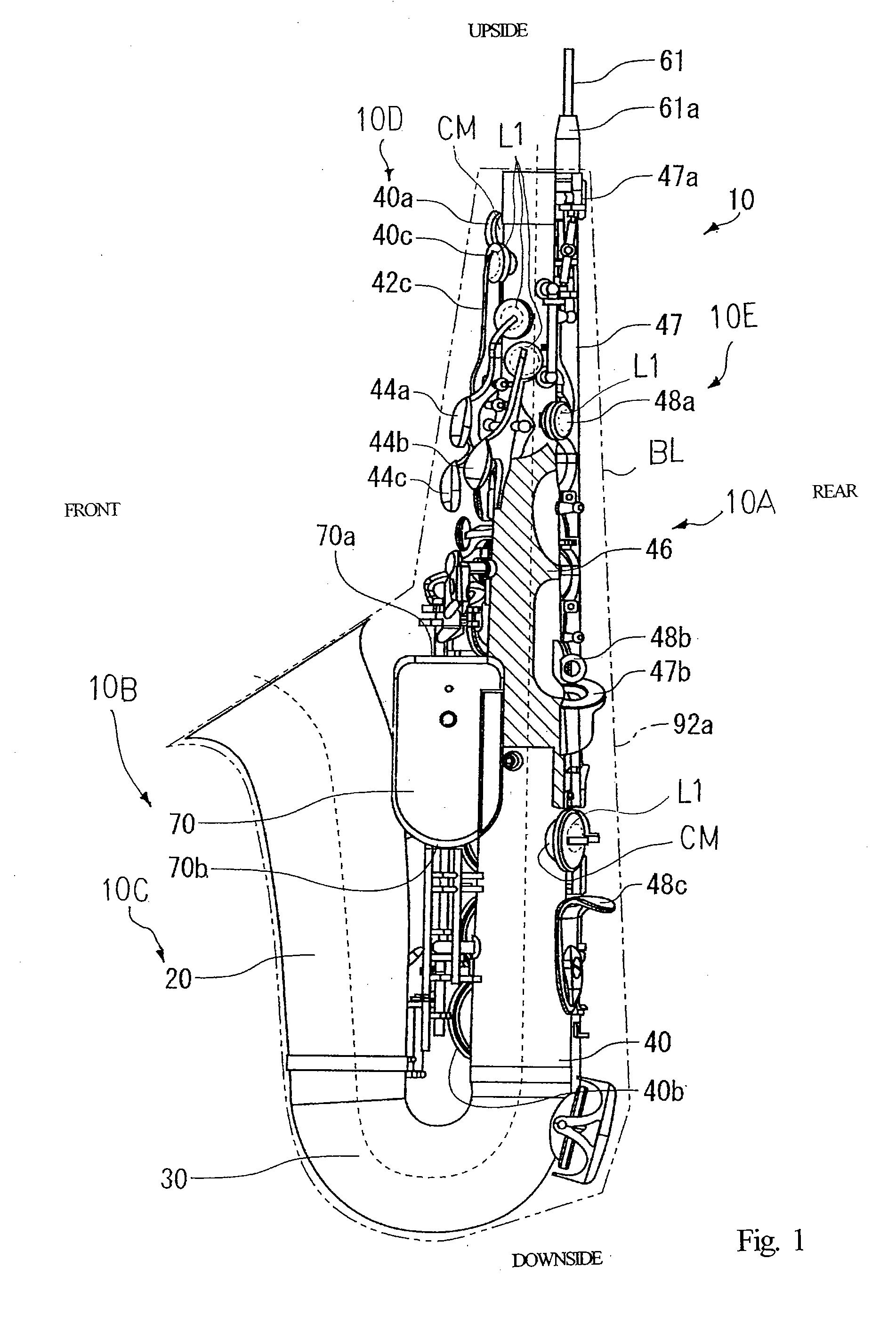 Hybrid wind musical instrument and electric system incorporated therein