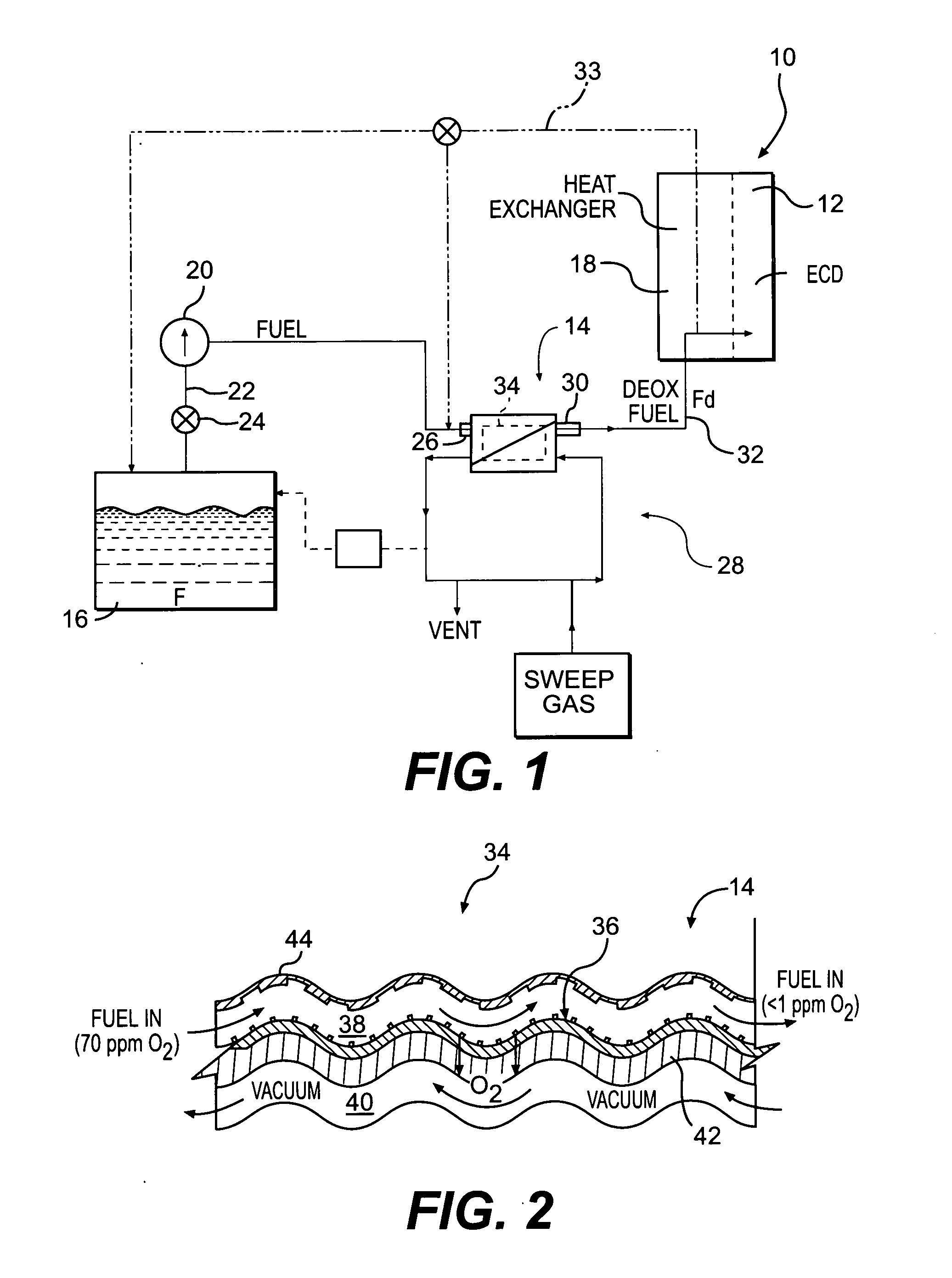 Fuel deoxygenation system with non-planar plate members