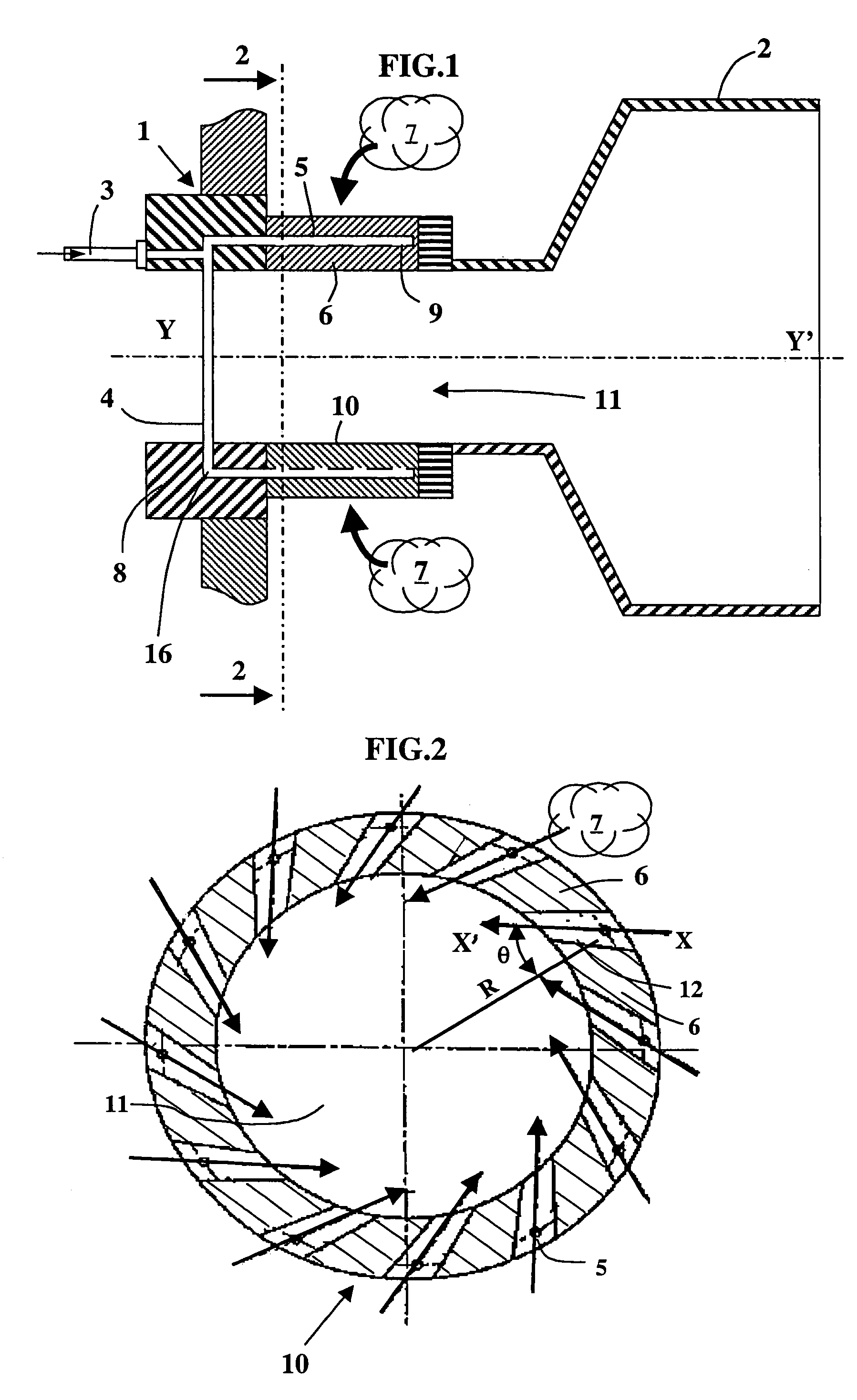 Device and method for injecting a liquid fuel into an air flow for a combustion chamber