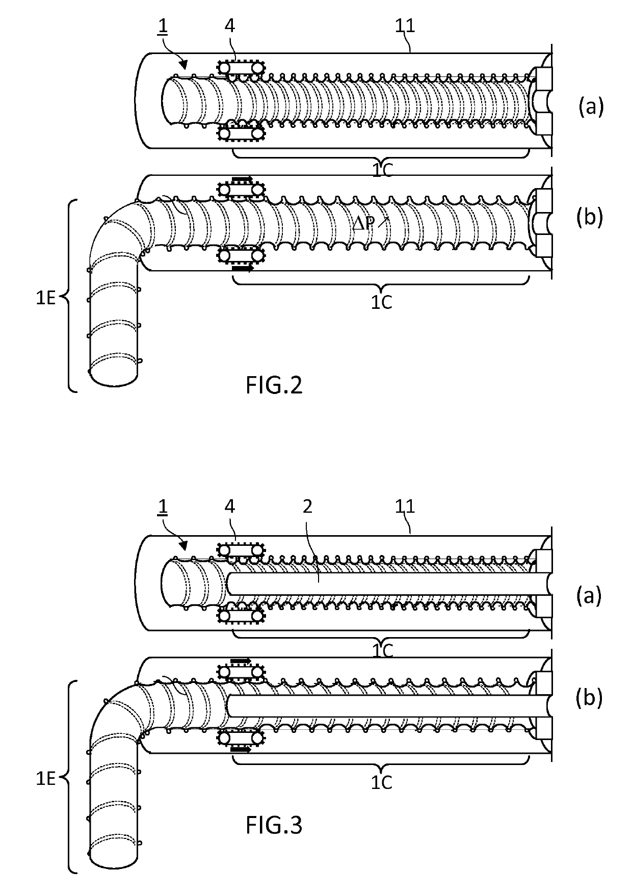 Device comprising a drive system for extending and retracting a conditioned air hose