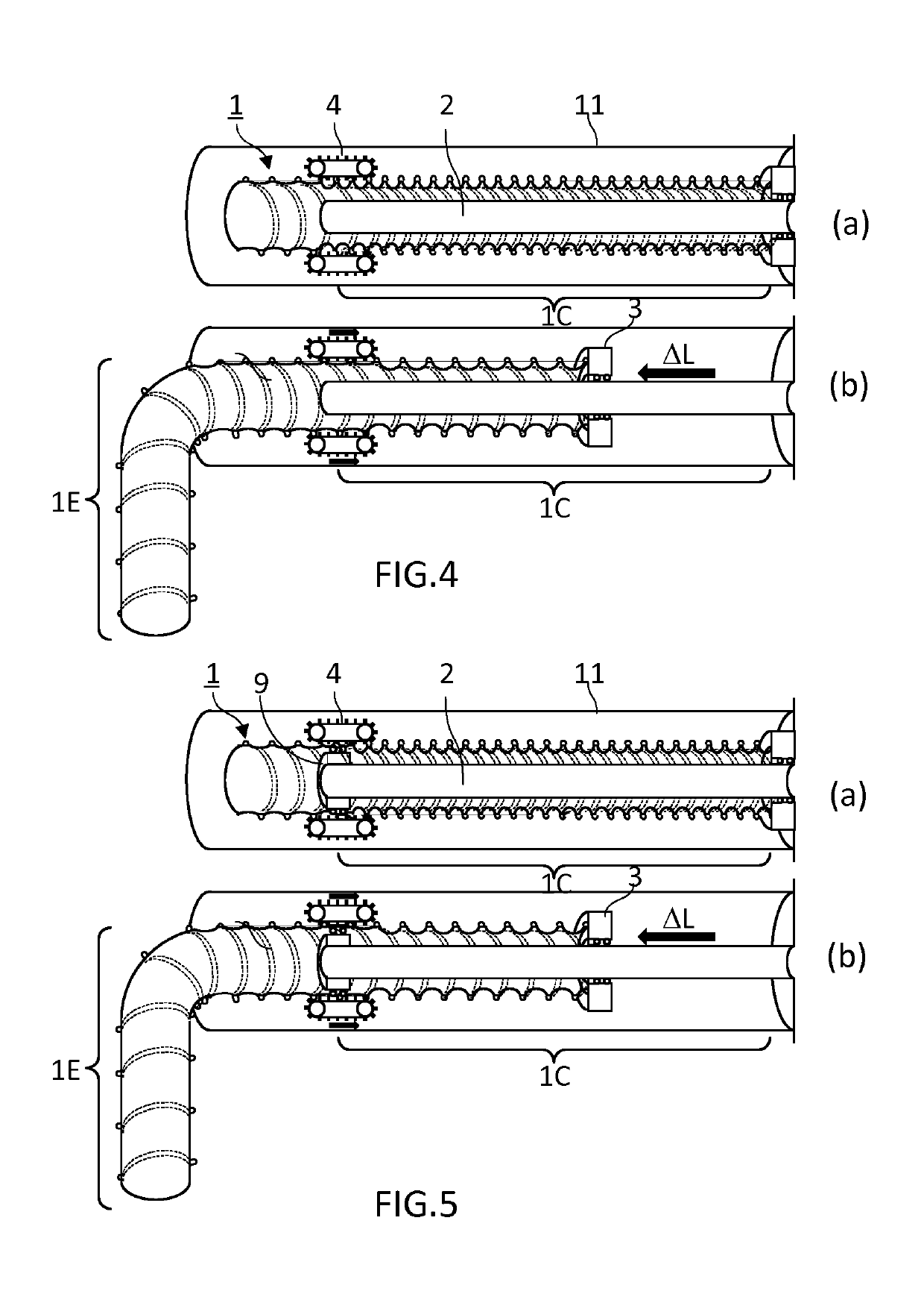Device comprising a drive system for extending and retracting a conditioned air hose