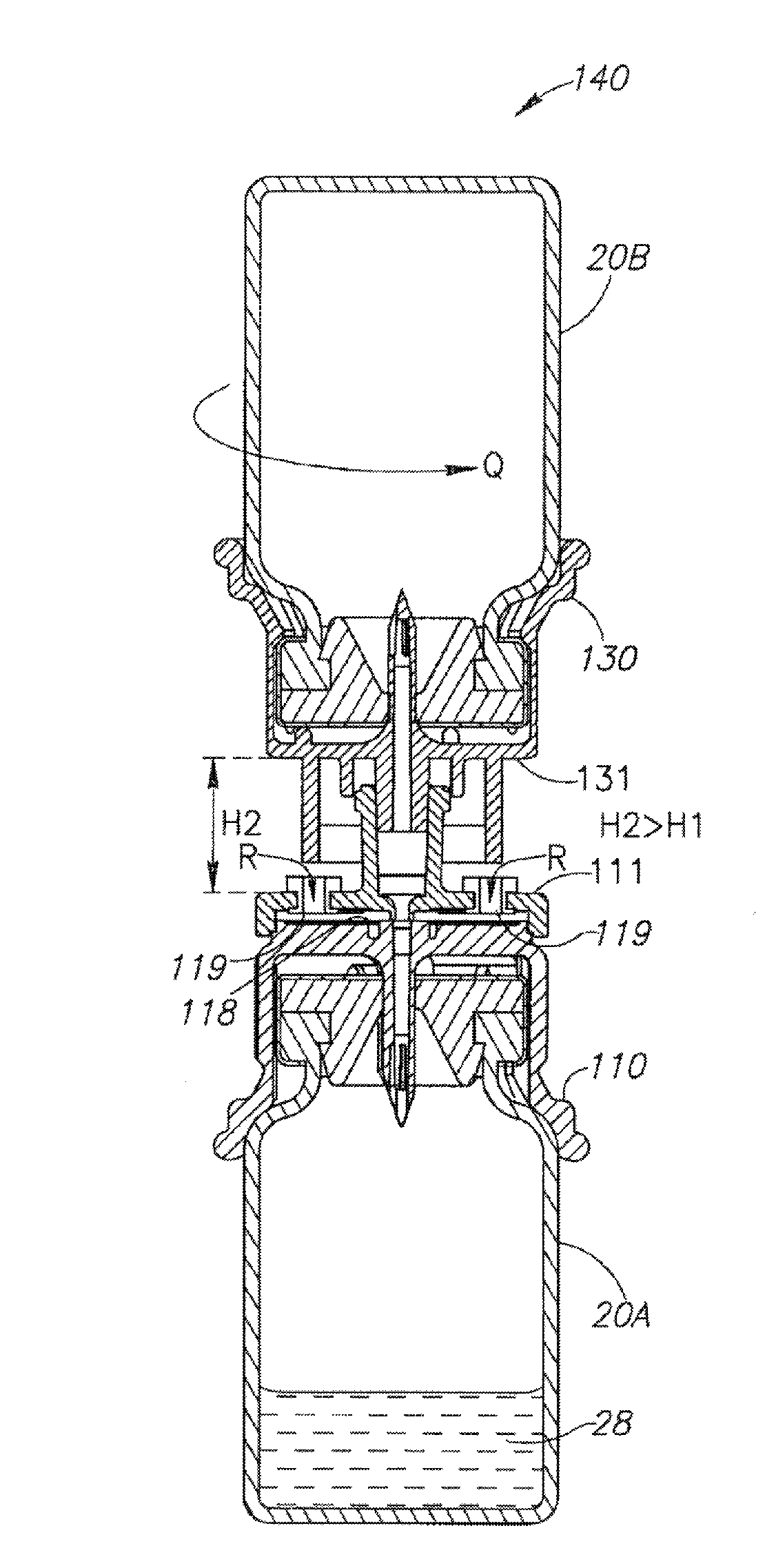 Fluid transfer assembly with venting arrangement