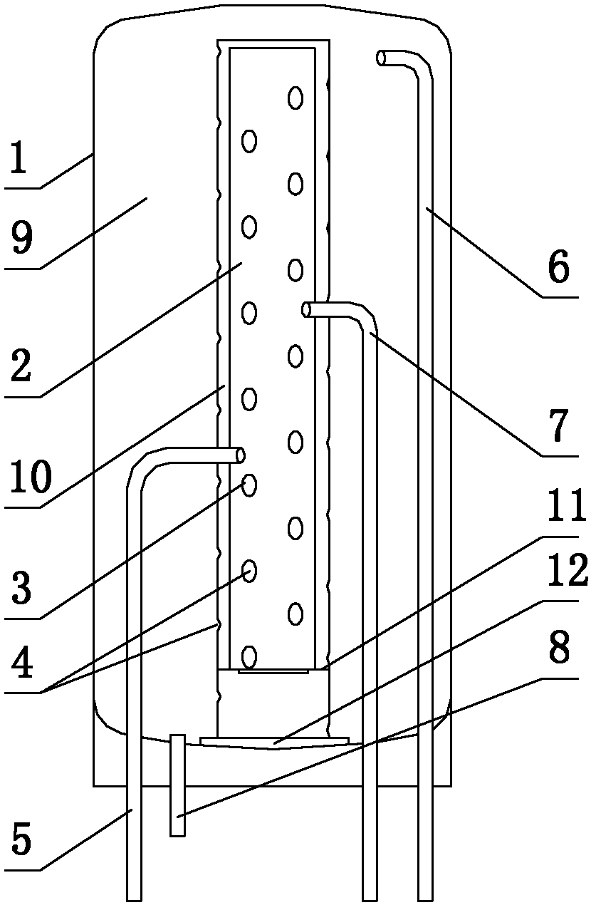 Layered quick-heating water storage tank for hot water system