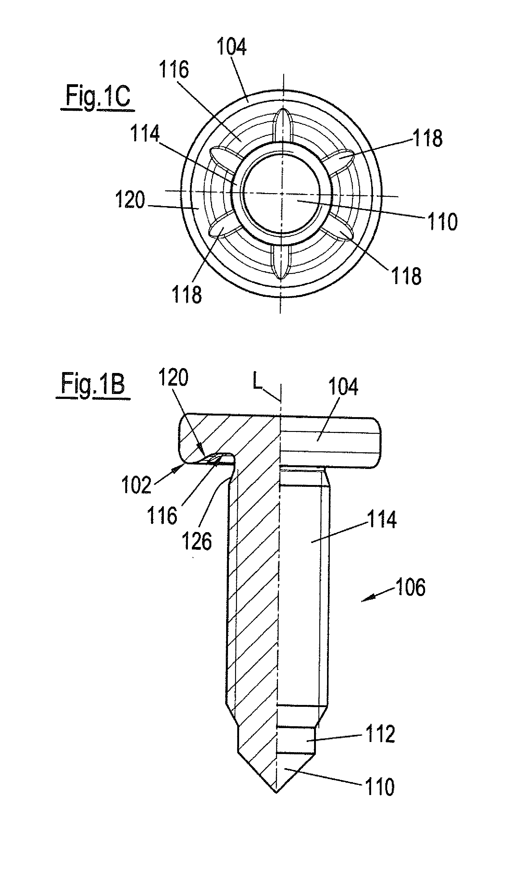 Bolt element and a method for the attachment of a bolt element to a component of a composite material