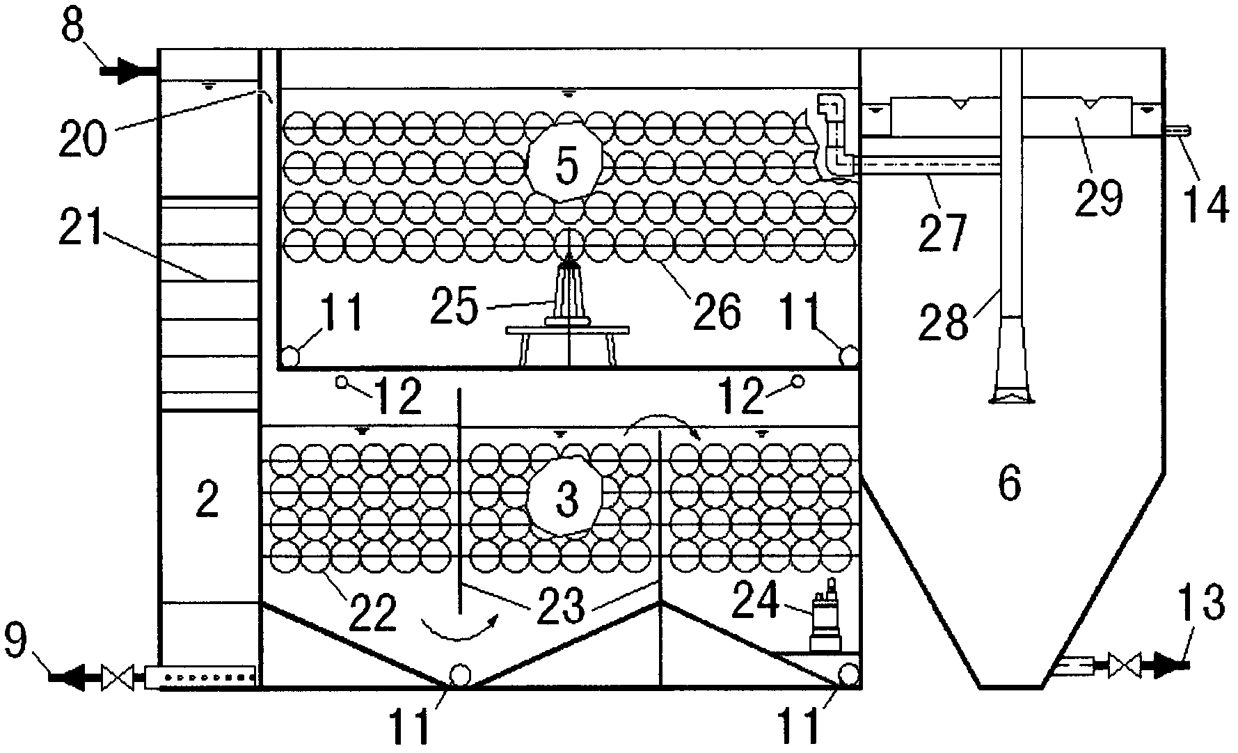 Integrated white wine production waste water treatment device