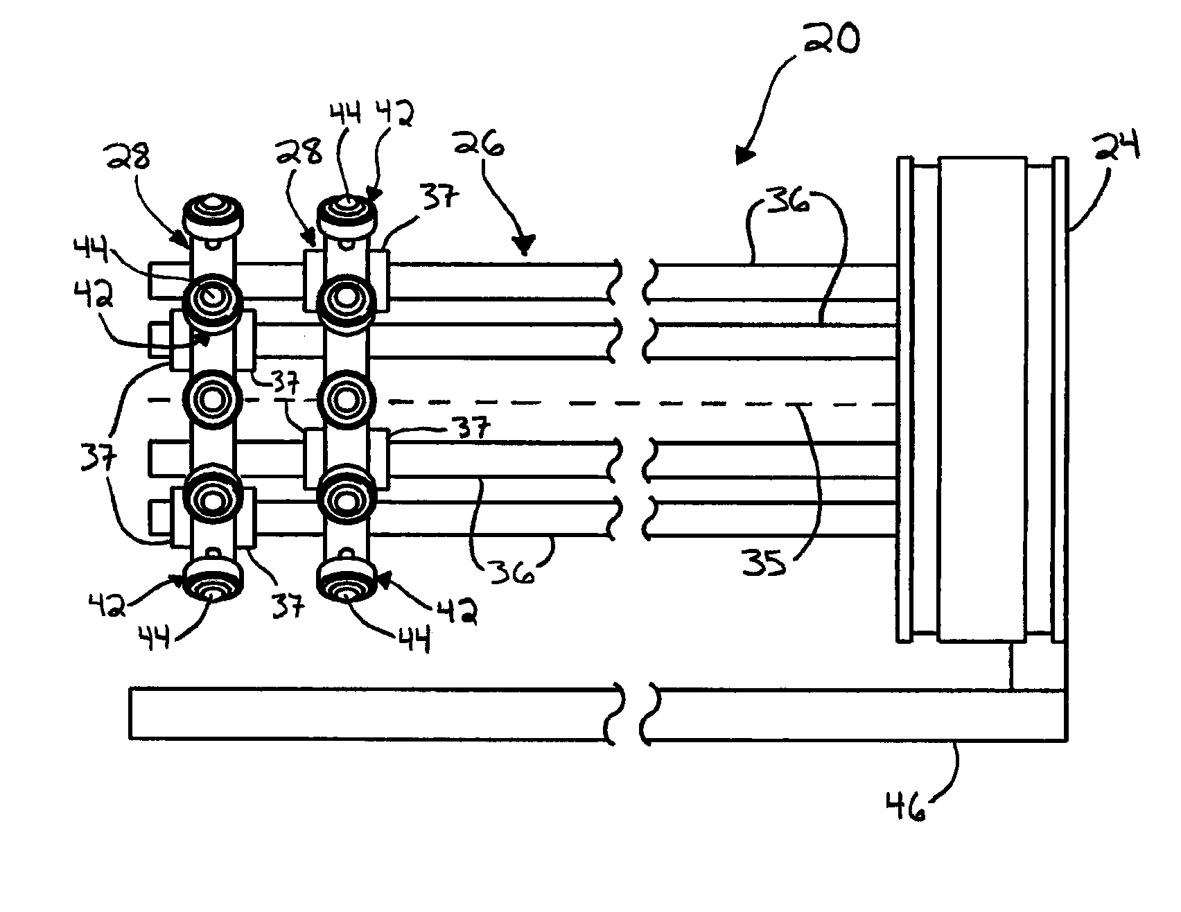 System for moving and storing a conduit for supplying air to an aircraft