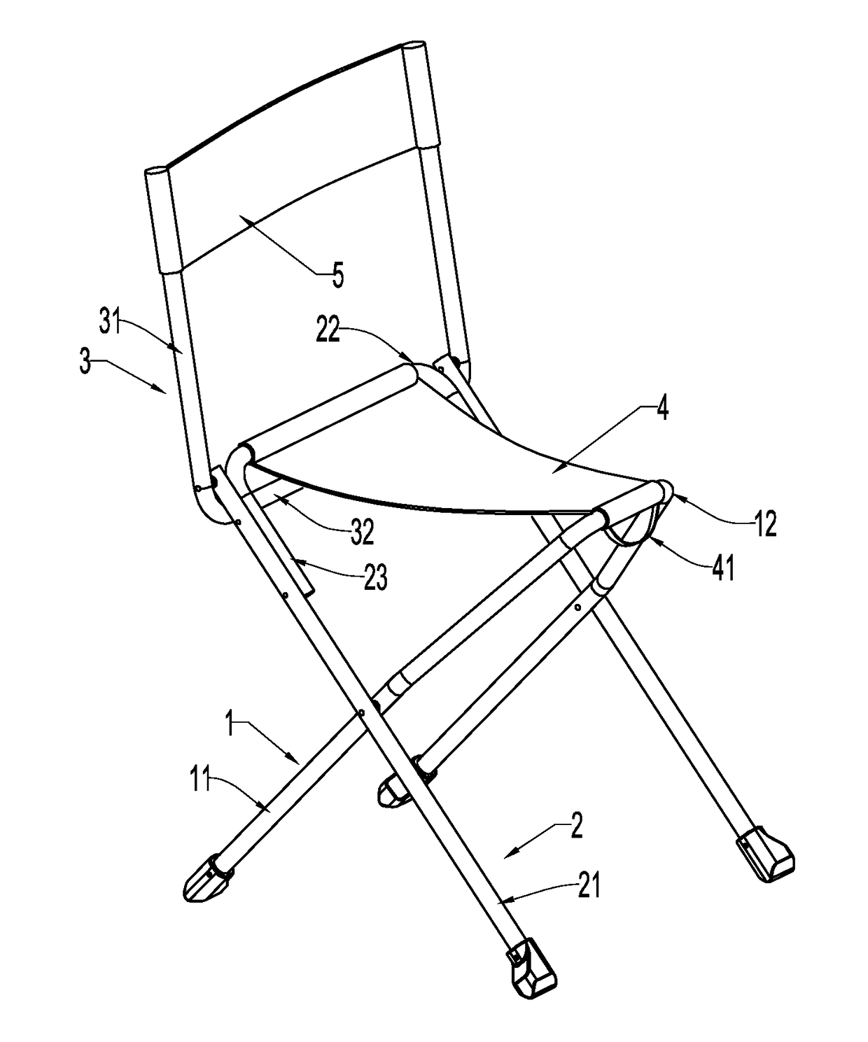 Folding chair with back rest