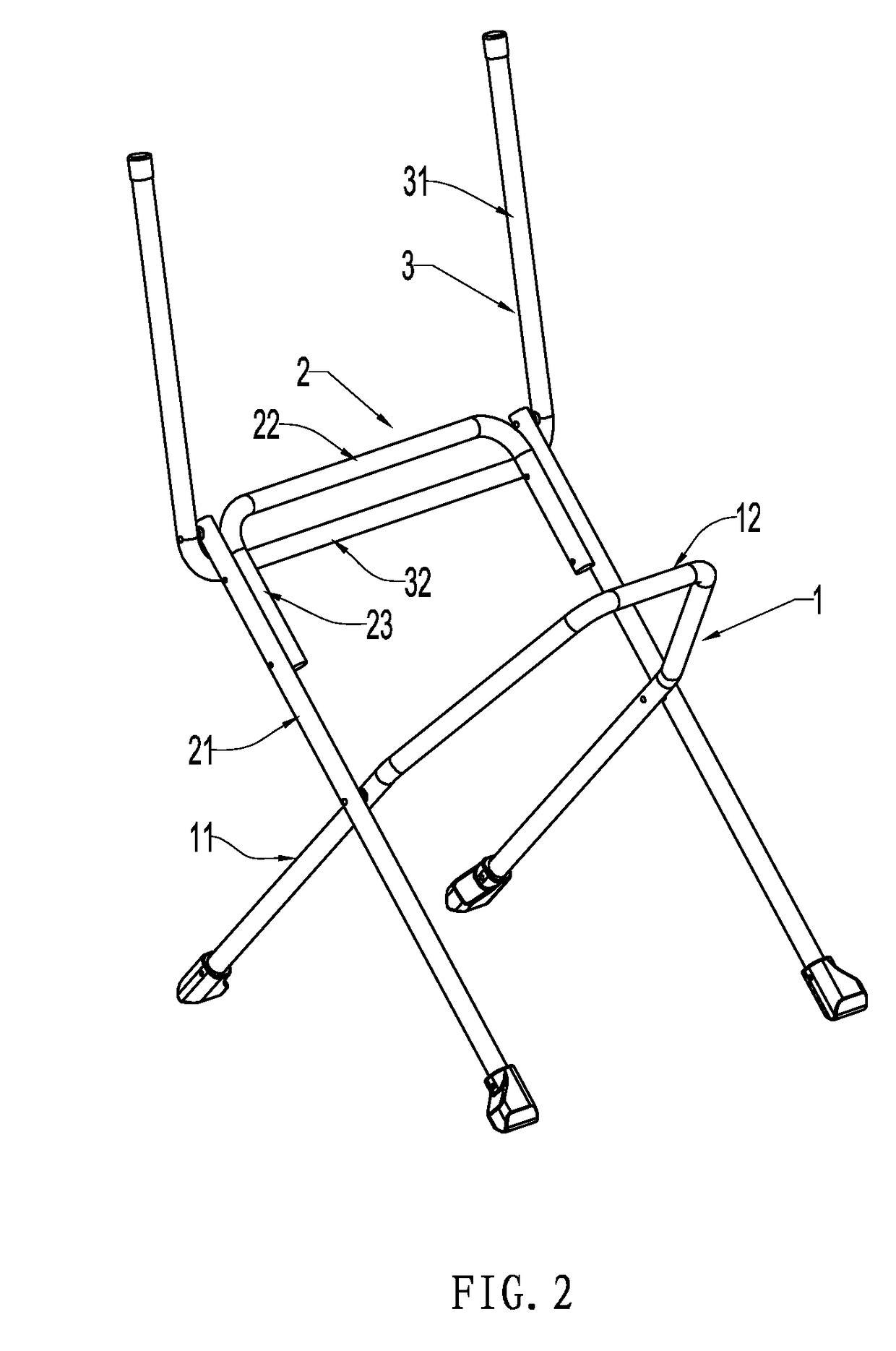 Folding chair with back rest