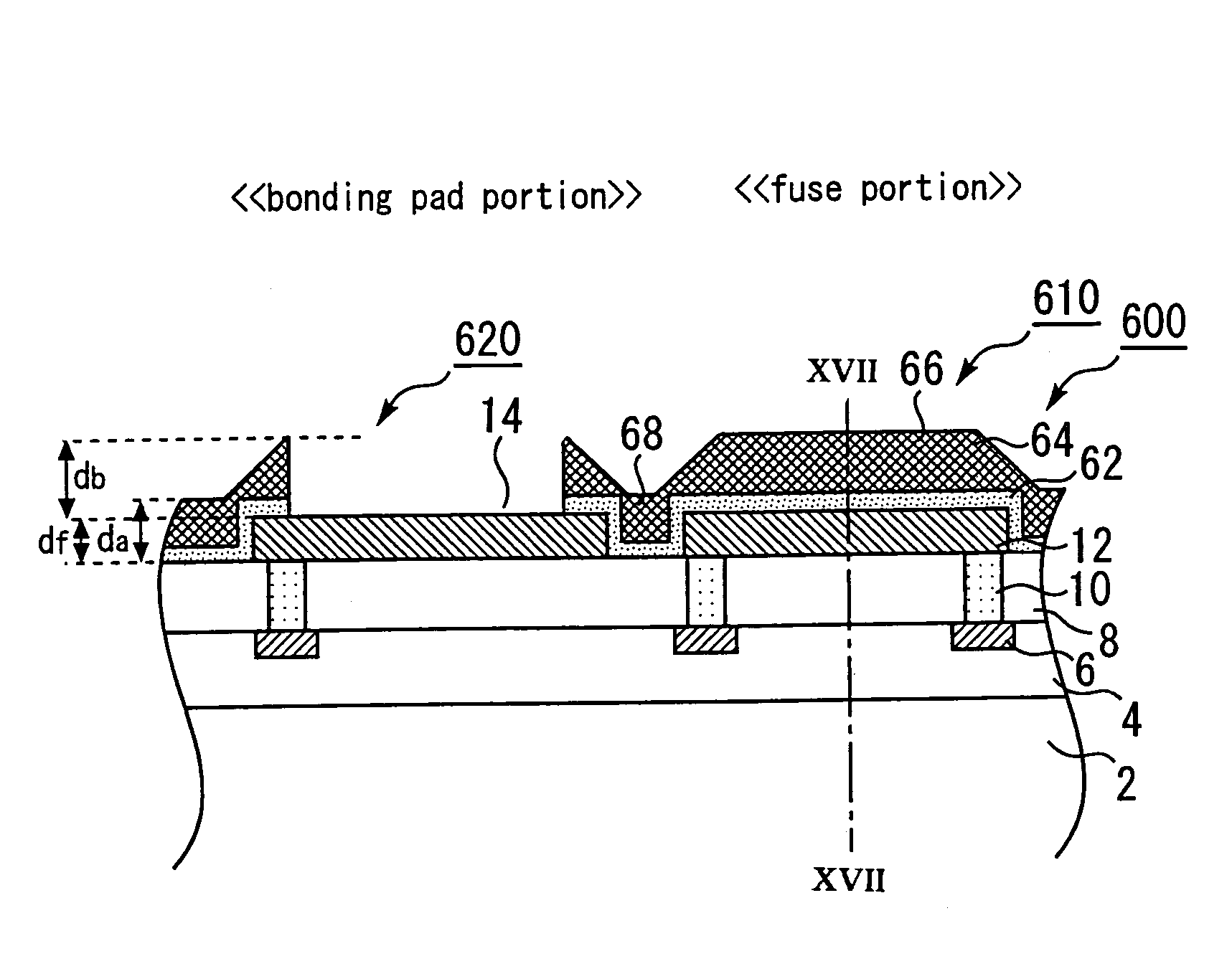 Semiconductor device including fuse elements and bonding pad