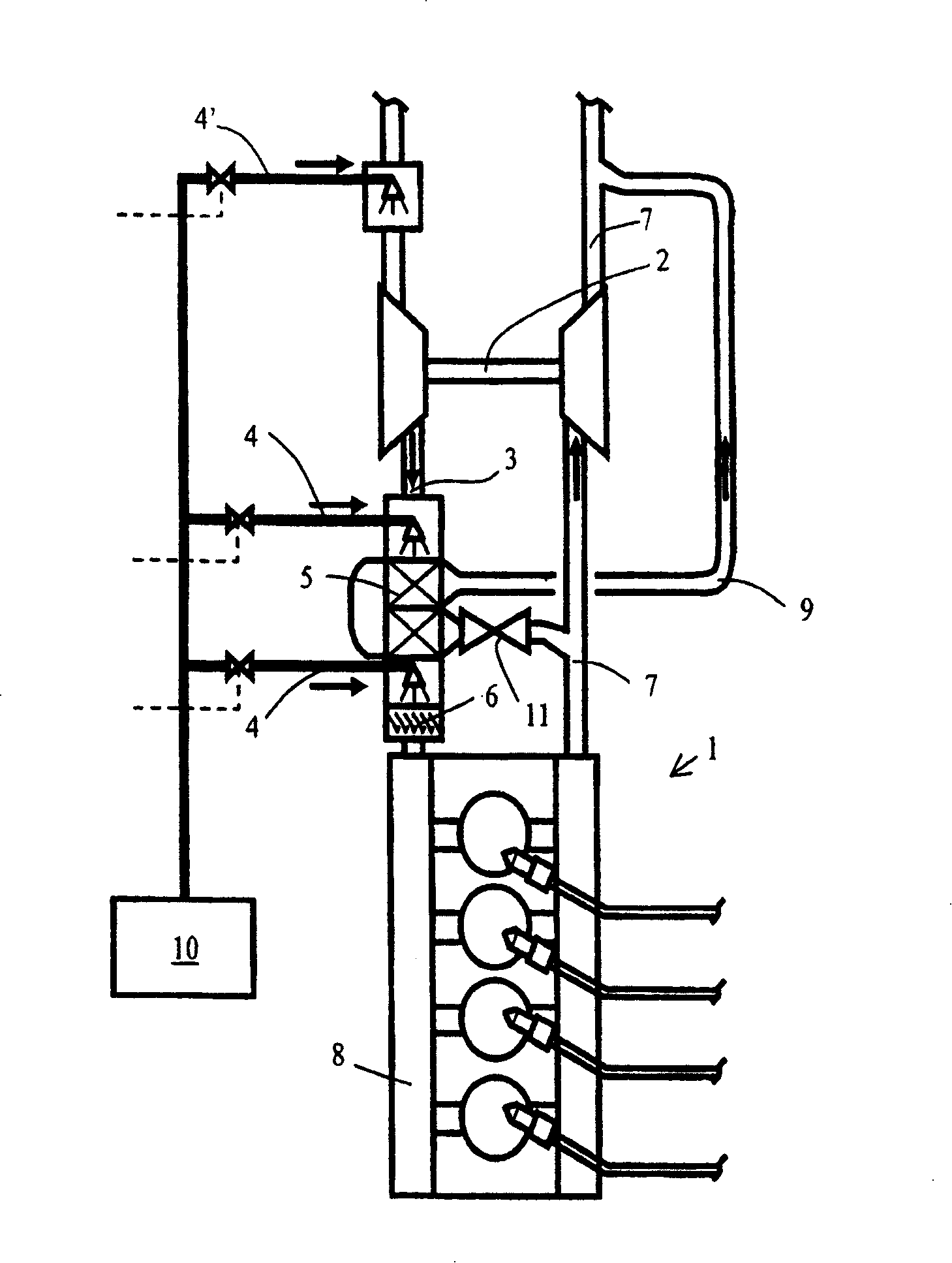 A method of reducing the nitrogen oxide emissions(NOx) of a supercharged piston engine and a piston engine arrangement