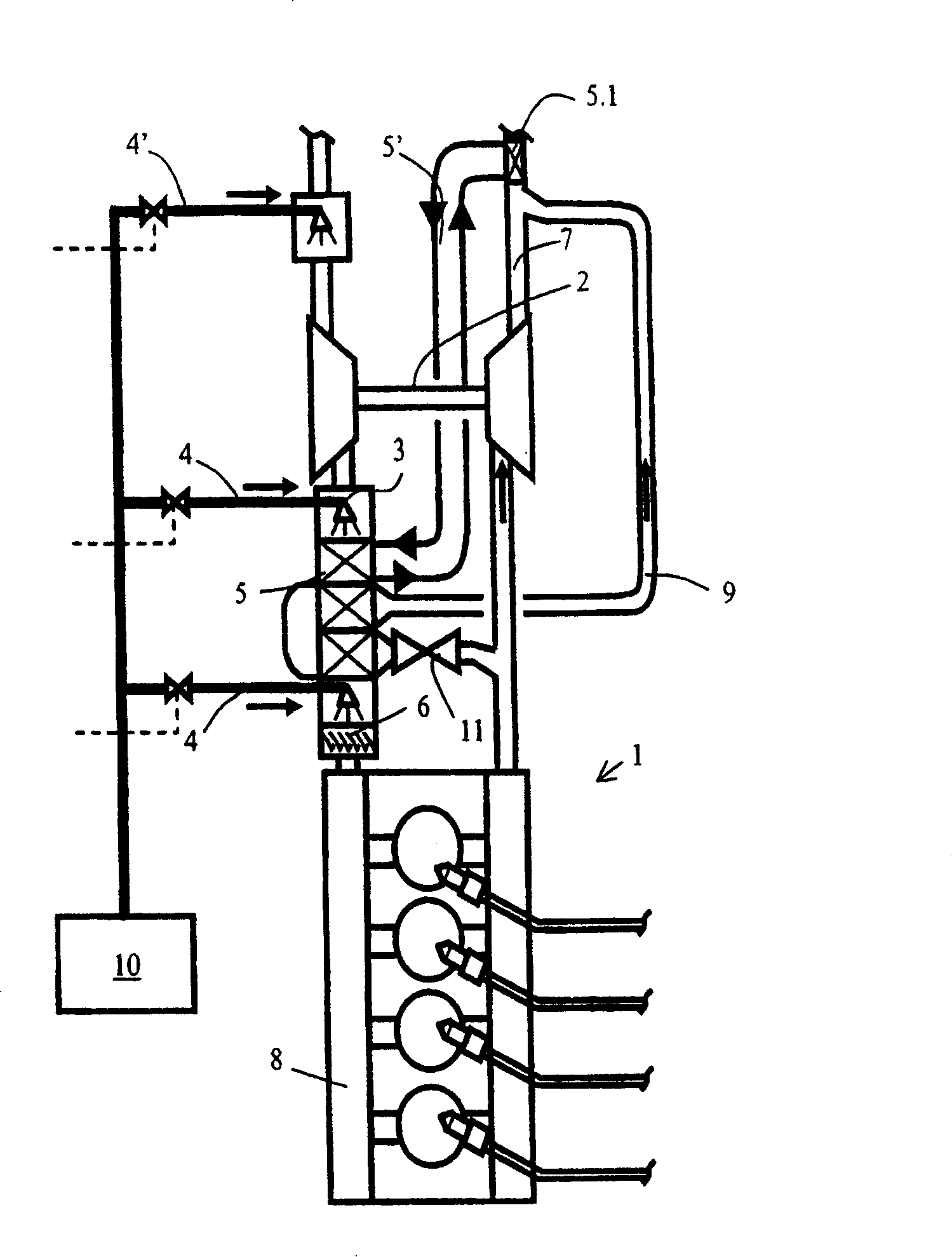 A method of reducing the nitrogen oxide emissions(NOx) of a supercharged piston engine and a piston engine arrangement