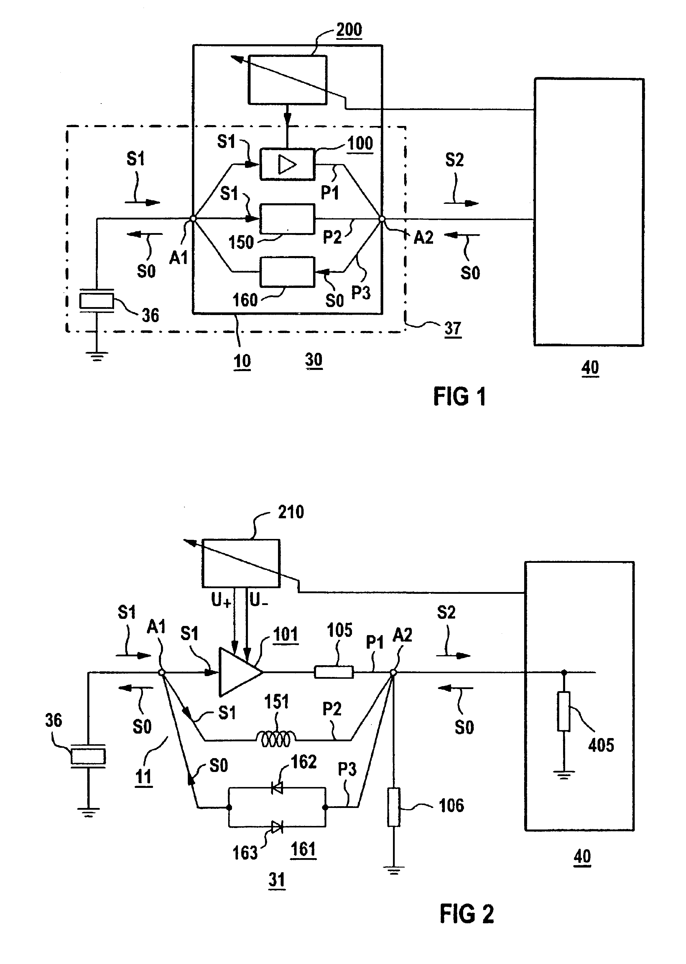 Amplifier device with a selectable active or passive operational mode and ultrasonic apparatus
