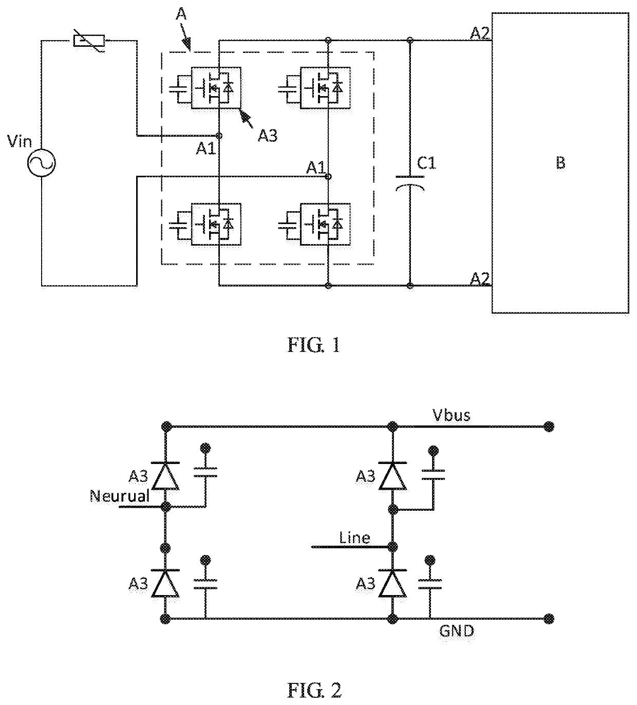 Electrical power conversion system, control method and bridge rectifier