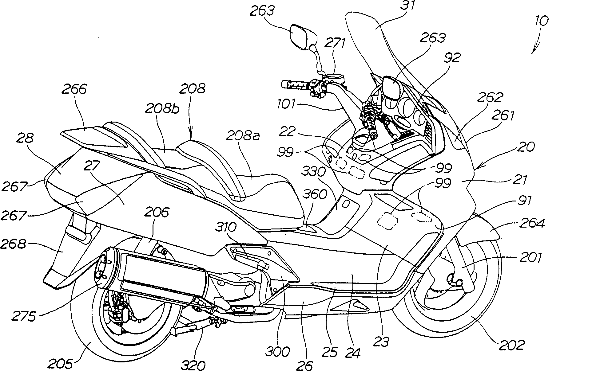 Windshield structure of powered bicycle