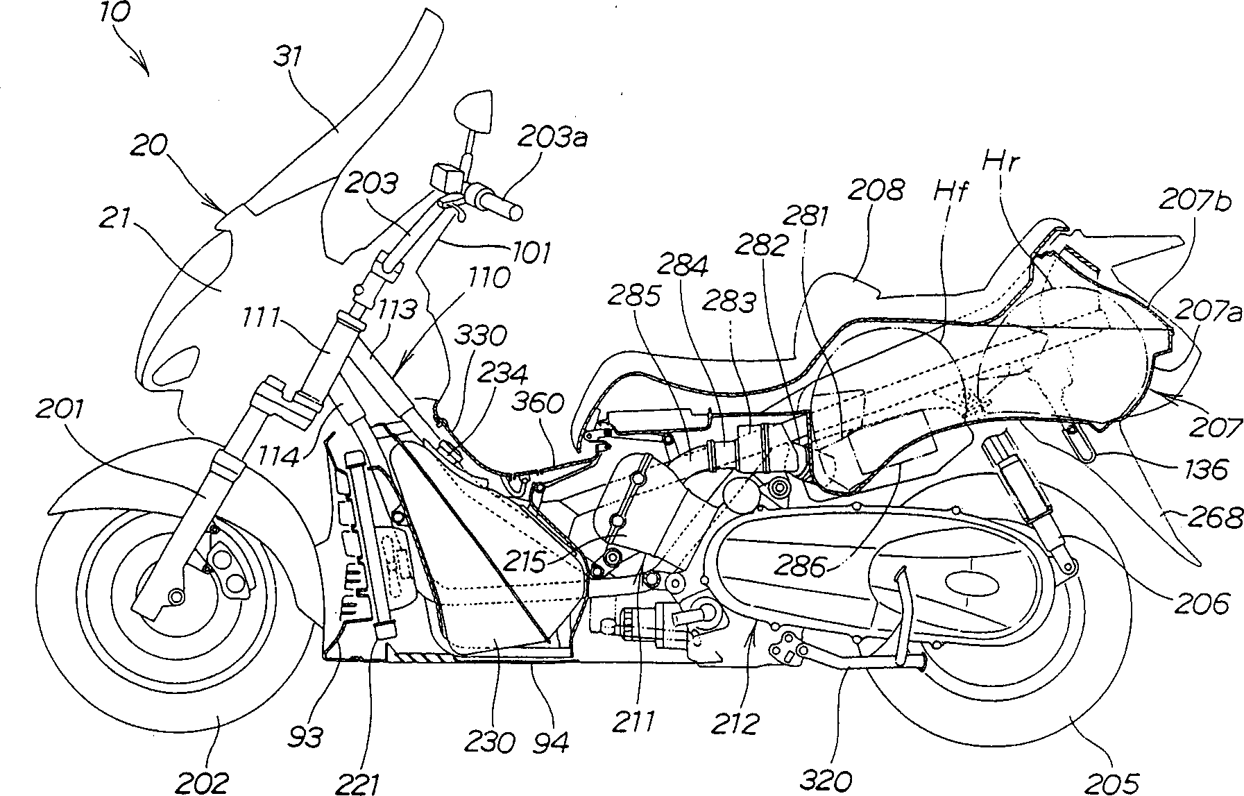 Windshield structure of powered bicycle