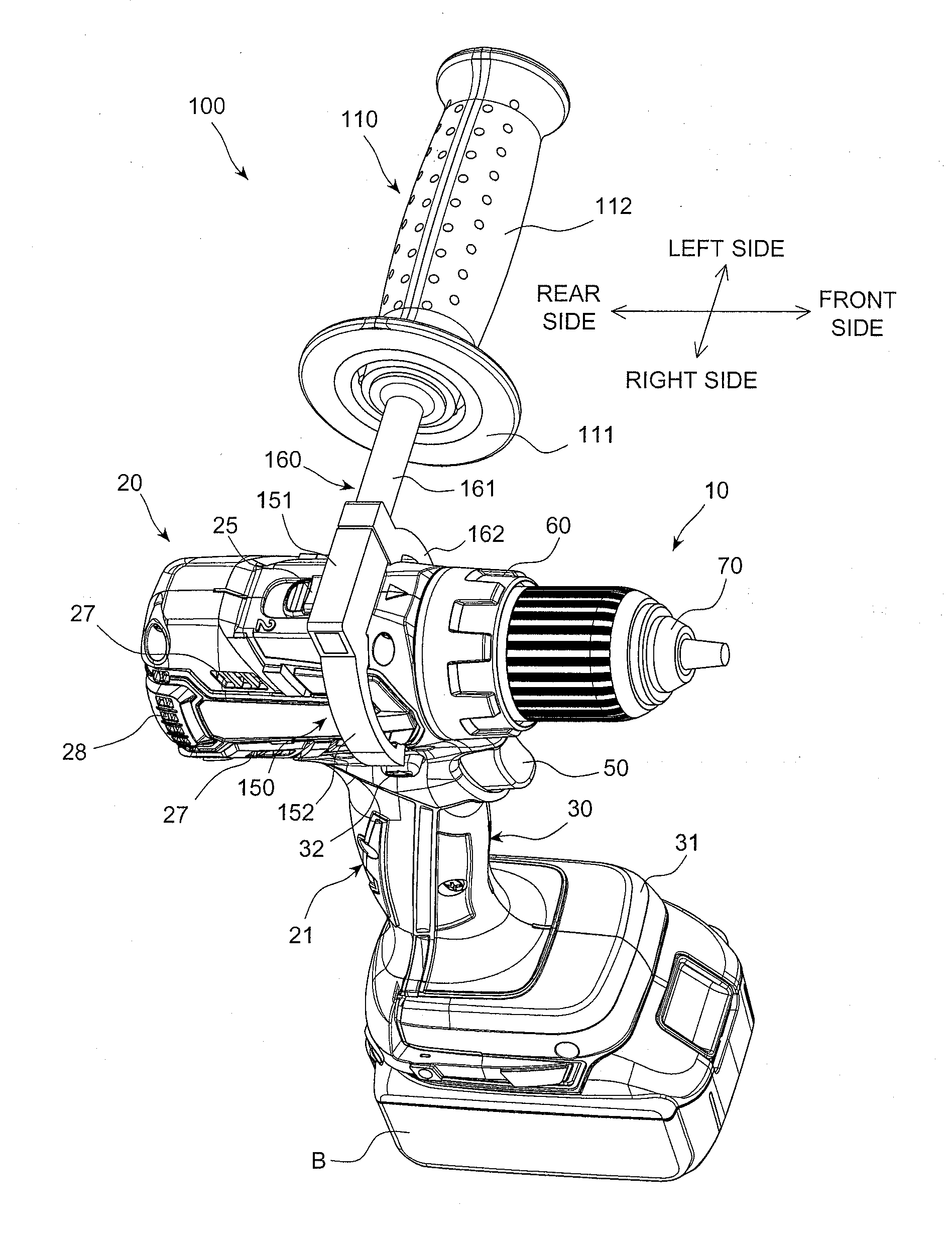 Power tool assembly, power tool, and auxiliary handle member