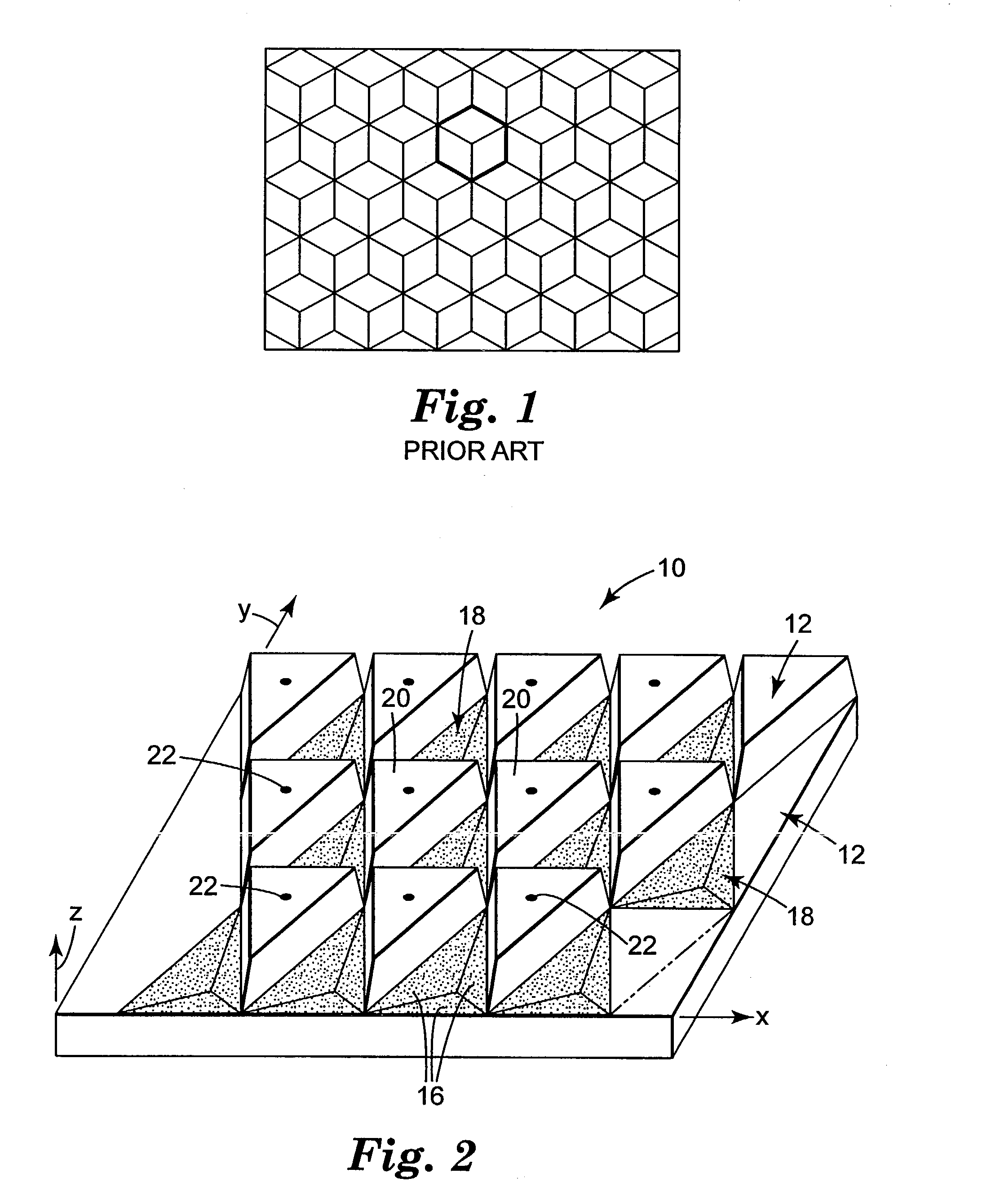 Structured surface articles containing geometric structures with compound faces and methods for making same