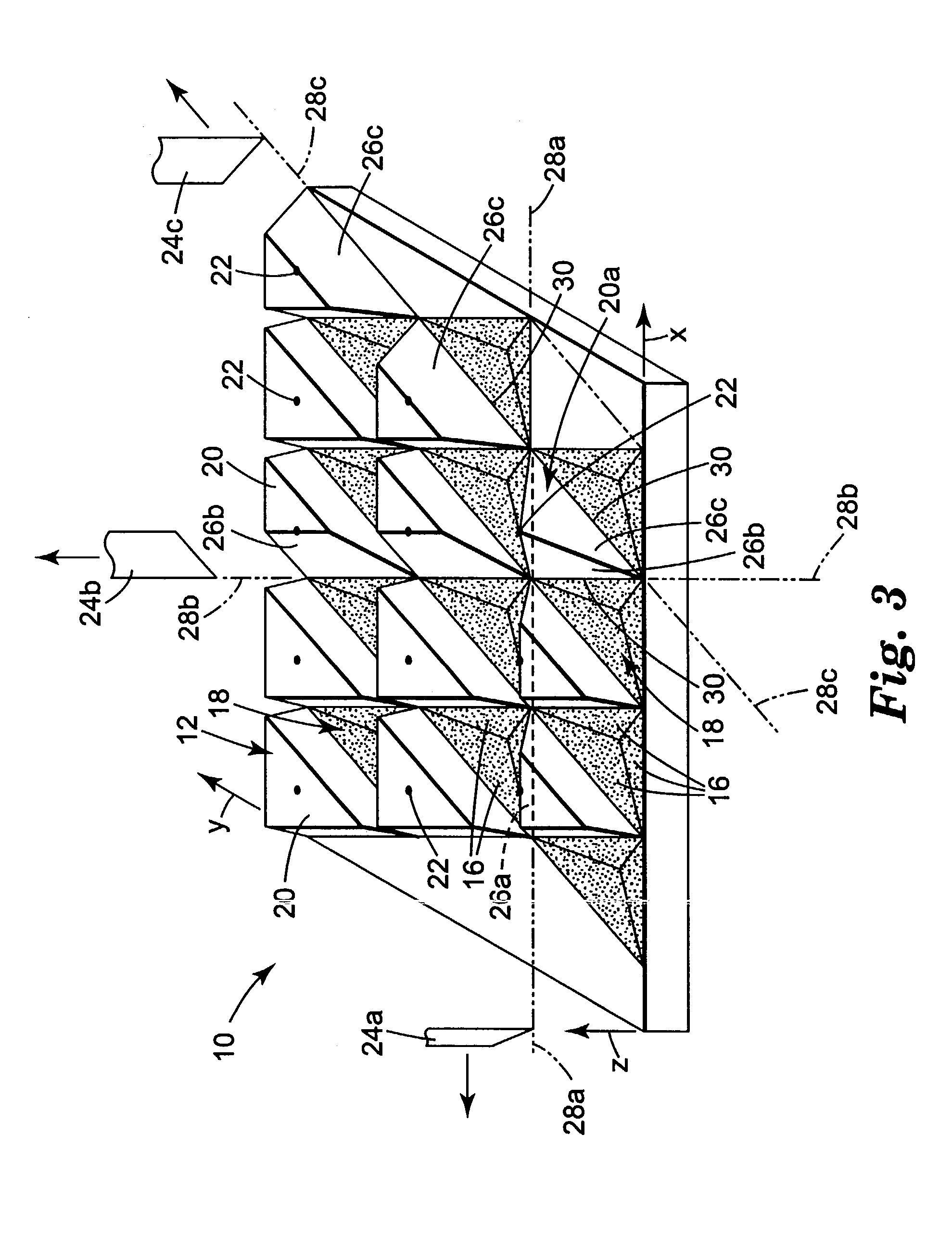 Structured surface articles containing geometric structures with compound faces and methods for making same