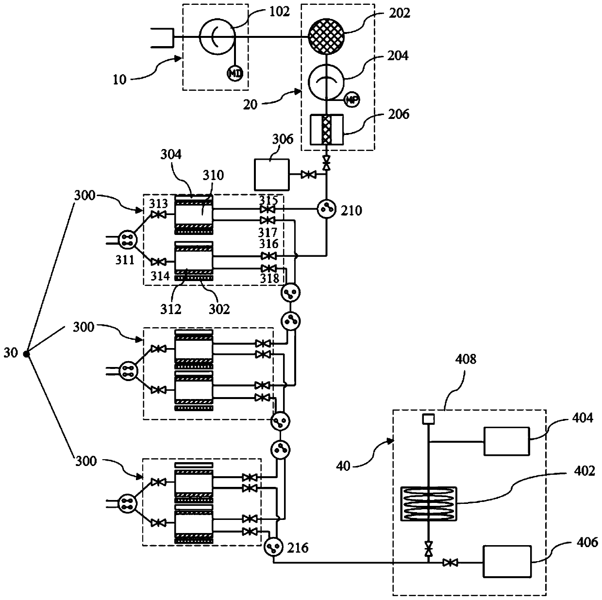 Radioactive gas continuous monitoring device and method